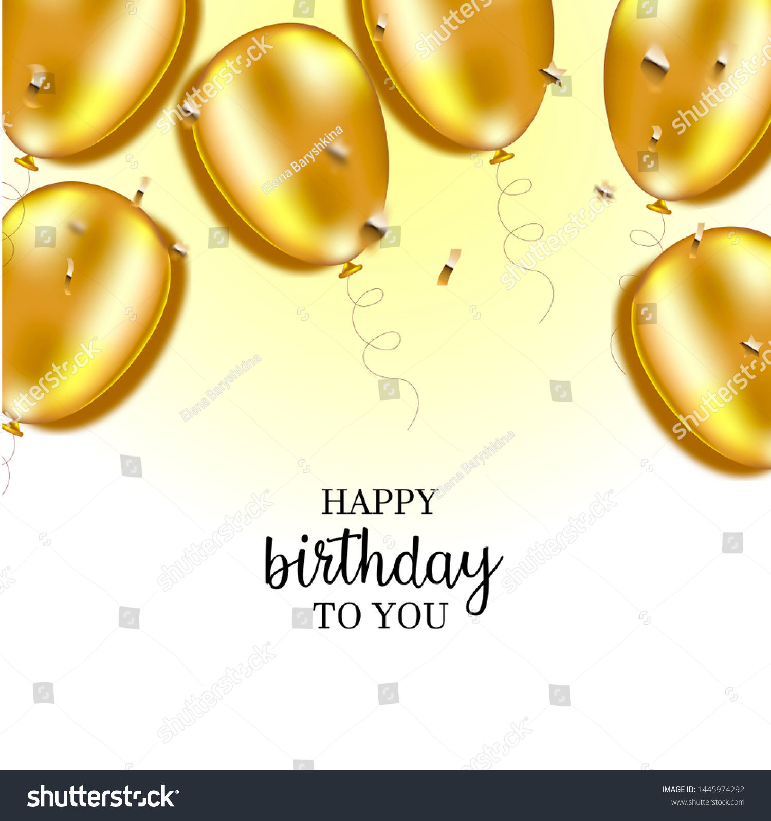 Happy Birthday Background Gold Balloons Stock Illustration 1445974292