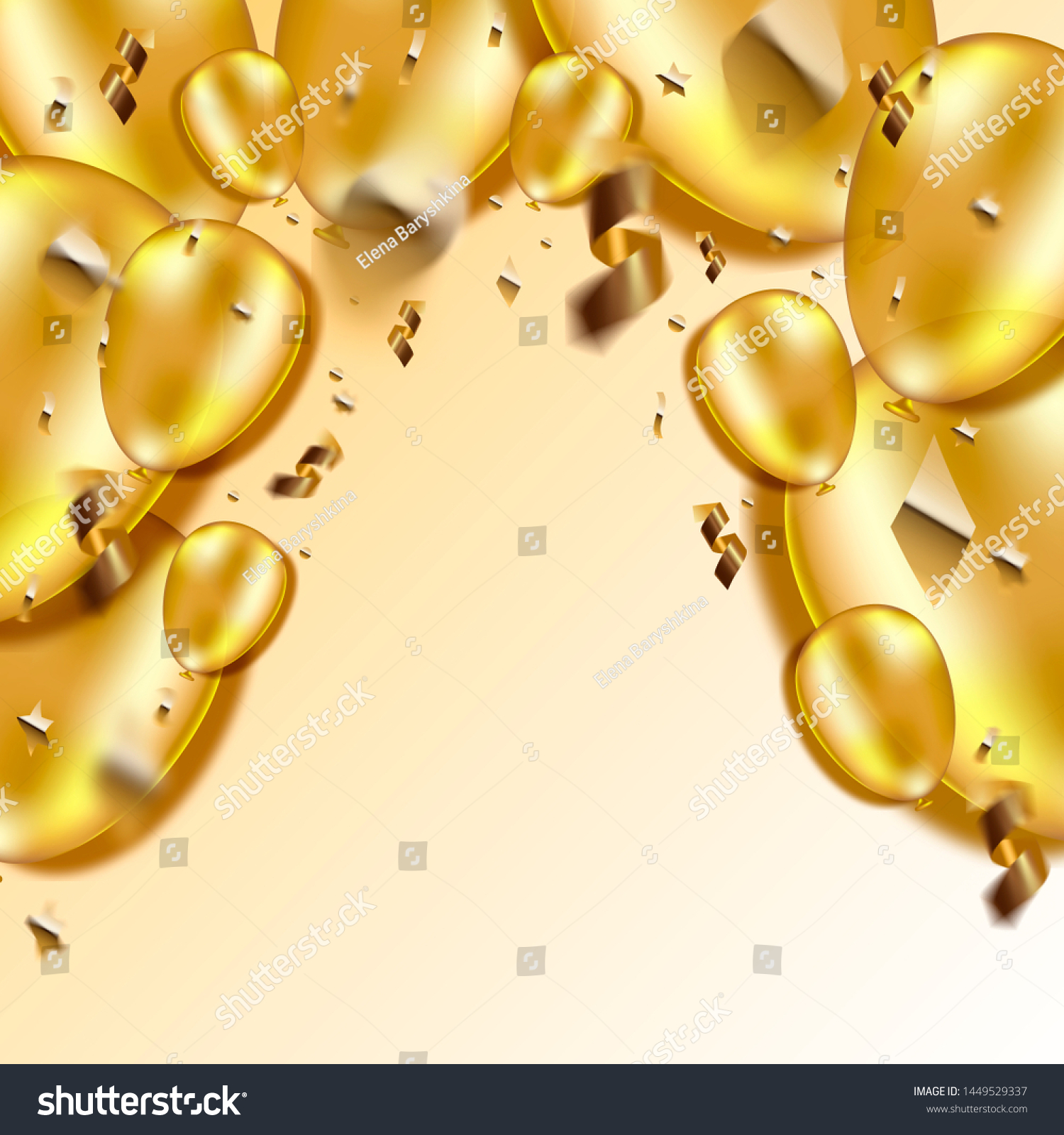 Happy Birthday Background Gold Balloons Stock Illustration 1449529337