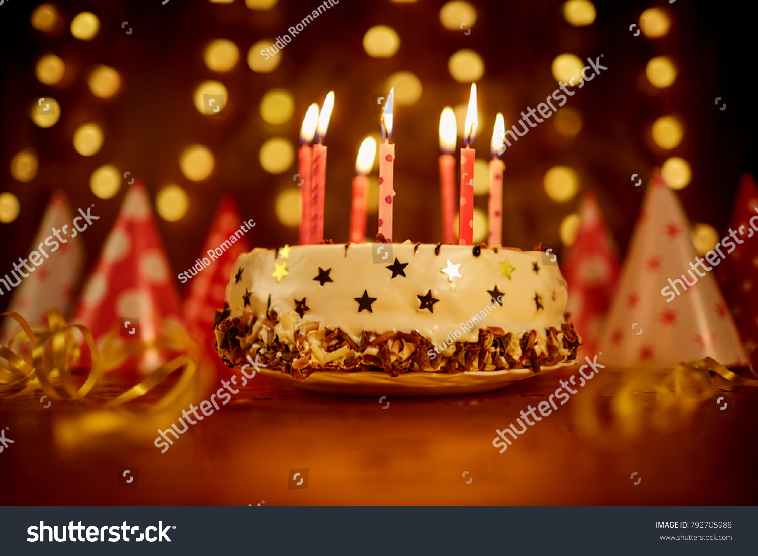 Happy Birthday Cake Candles Stock Photo (Edit Now) 792705988