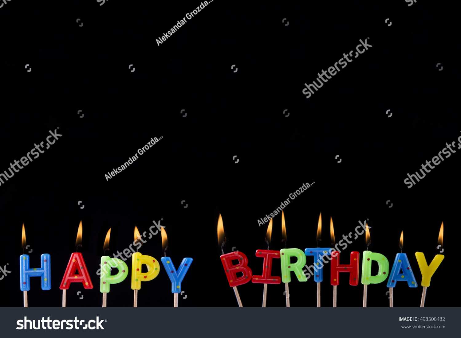 Happy Birthday Candles On Black Background Stock Photo 498500482 ...