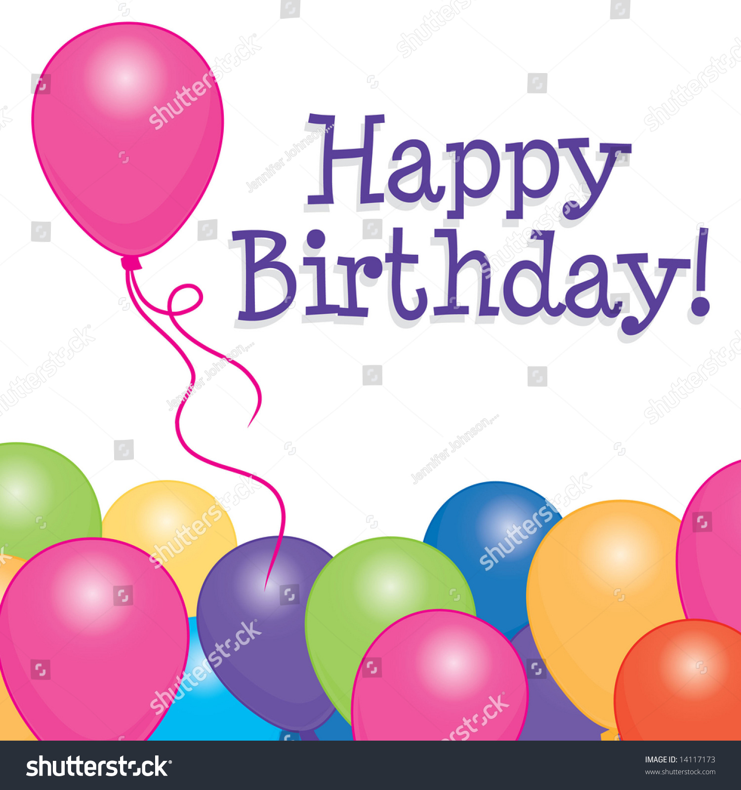 Happy Birthday Card / Background With Brightly Colored Balloons On A ...