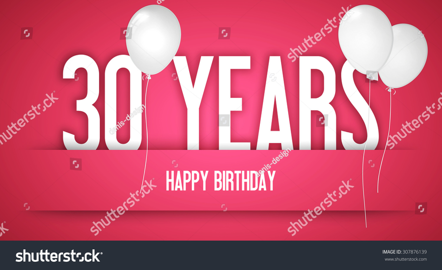 Happy Birthday - Card - Ribbon - 30 Years - Red Background Stock Photo ...