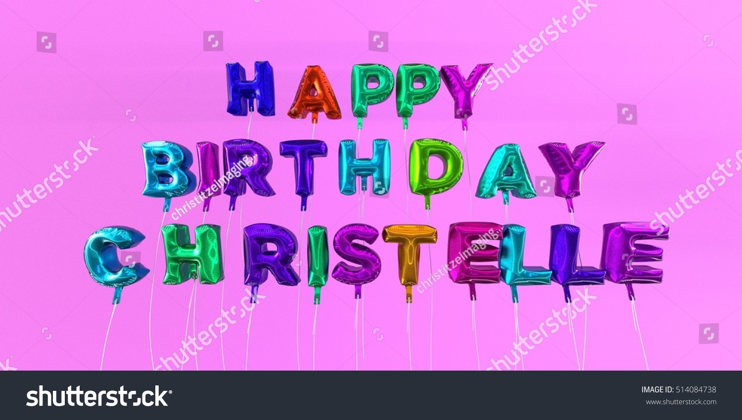 Illustration De Stock De Happy Birthday Christelle Card Balloon Text