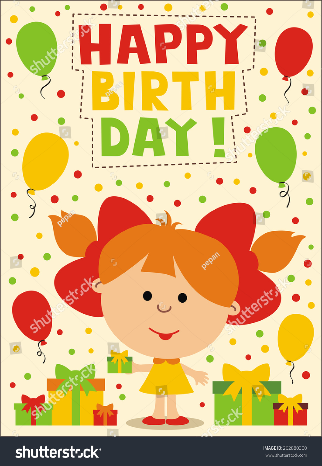 Happy Birthday Cute Little Girl Gifts Stock Illustration 262880300
