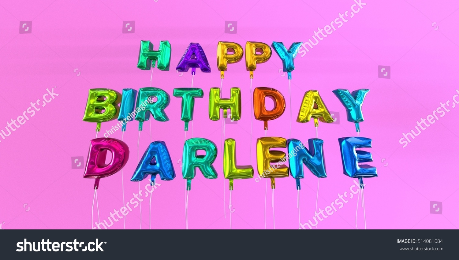 Ilustrasi Stok Happy Birthday Darlene Card Balloon Text 514081084