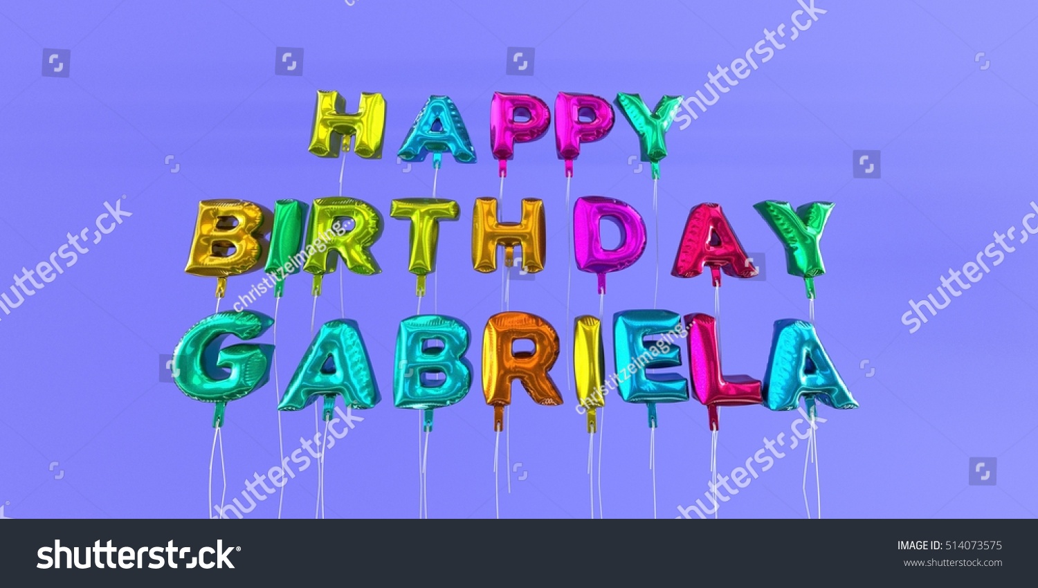 Happy Birthday Gabriela Card Balloon Text Stock Illustration