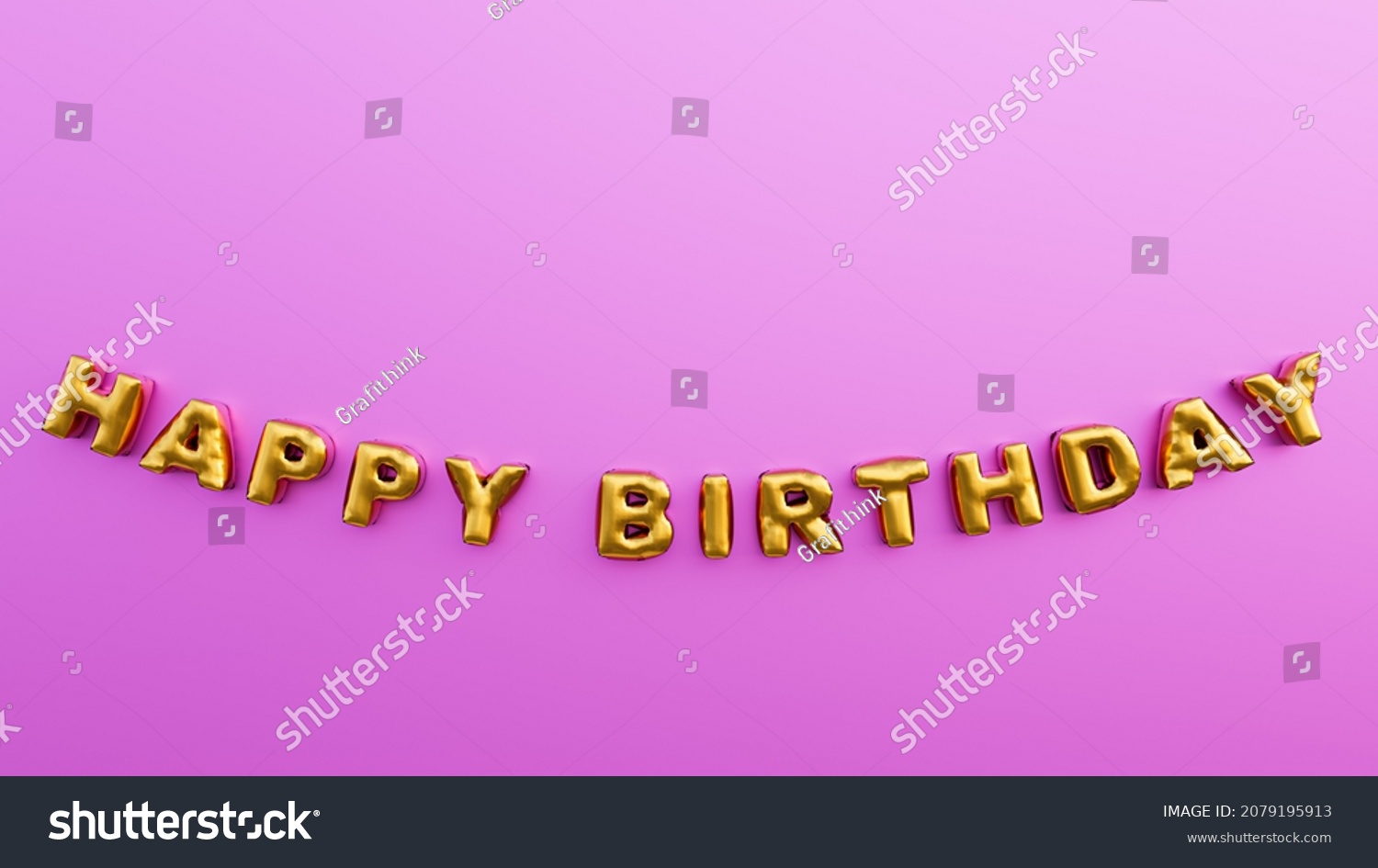 Happy Birthday Golden Balloon Pink Background Stock Illustration ...