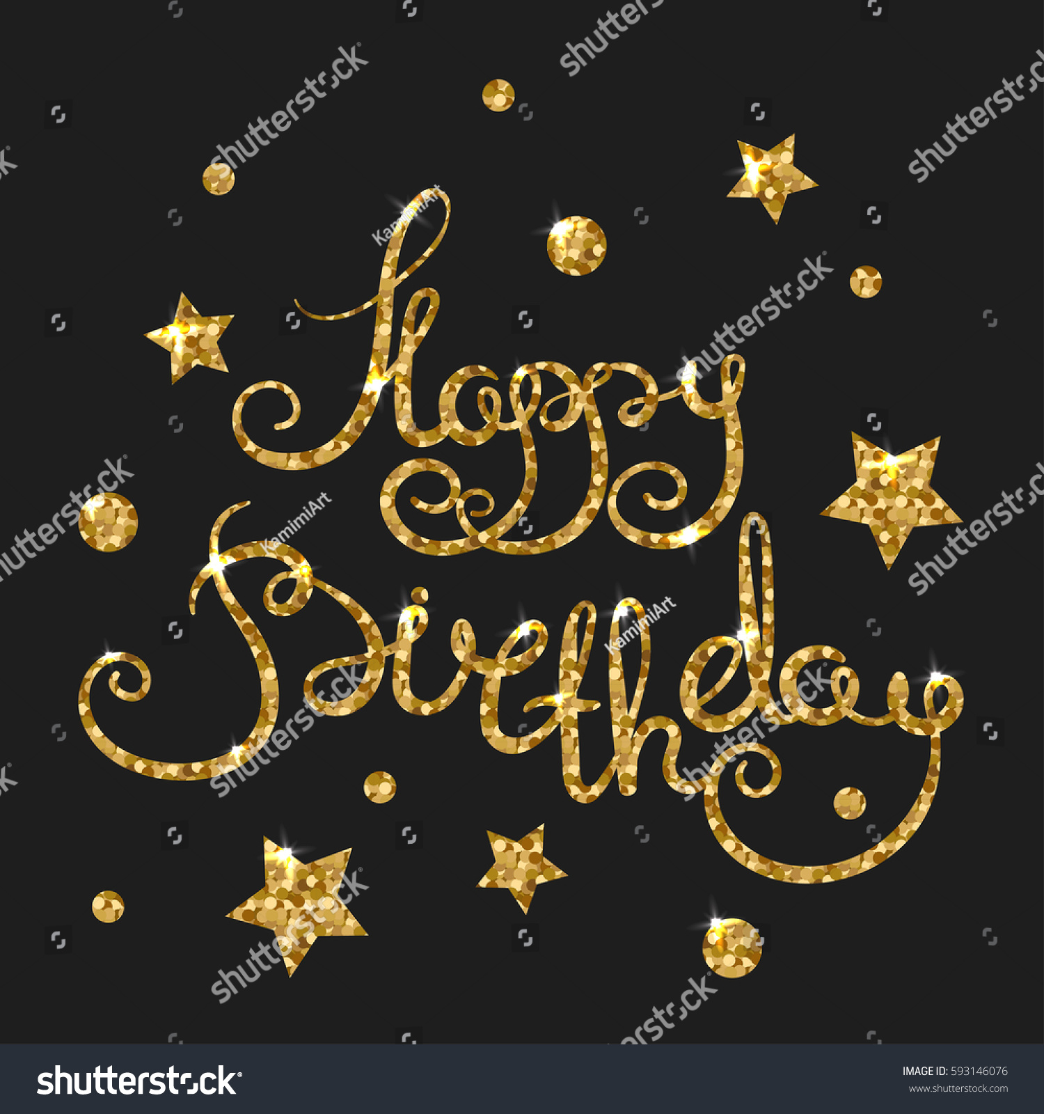 Happy Birthday Golden Text Card Modern Stock Illustration 593146076 ...