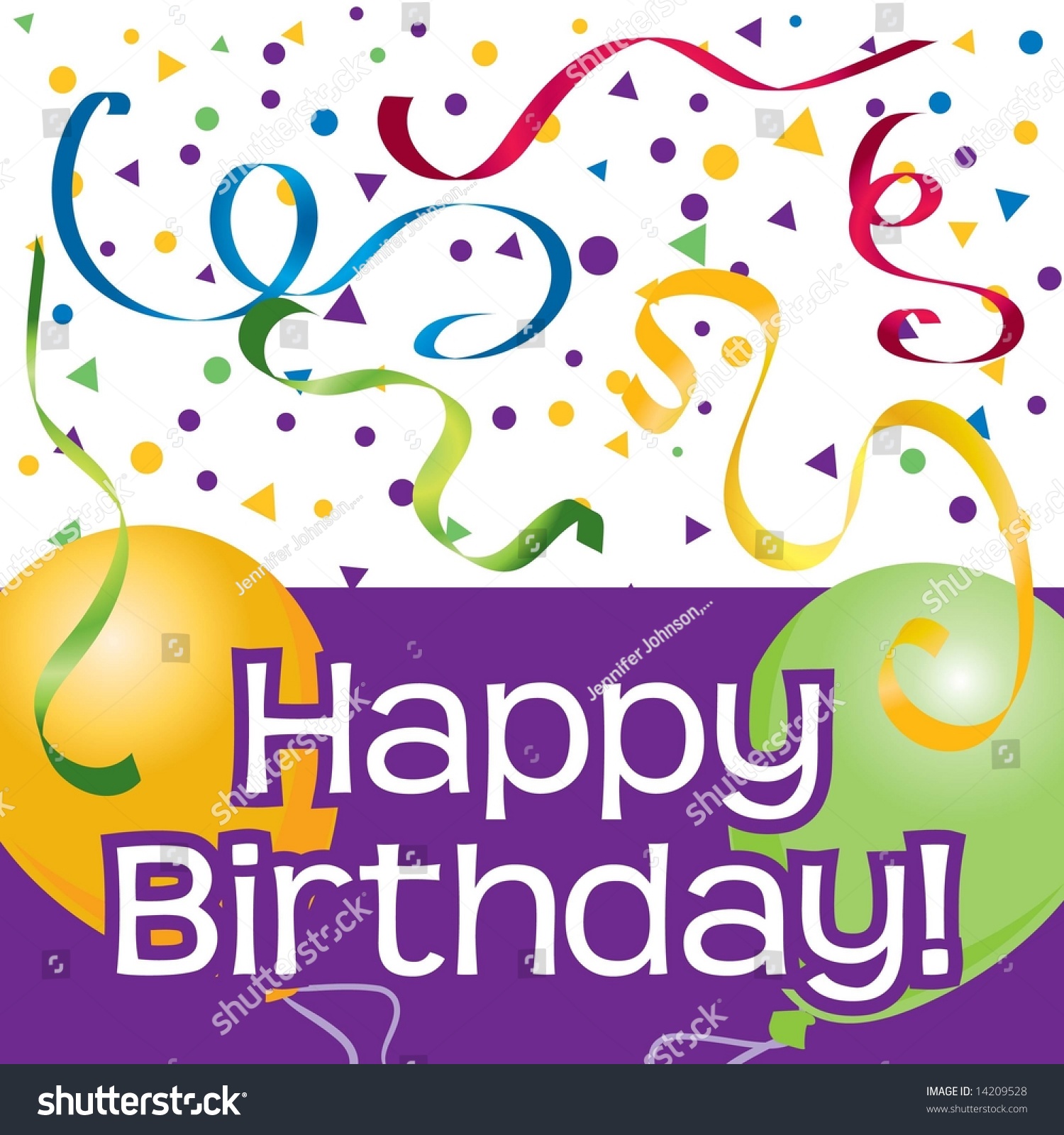 Happy Birthday Graphic With Confetti, Streamers, And Balloons In Jpeg ...