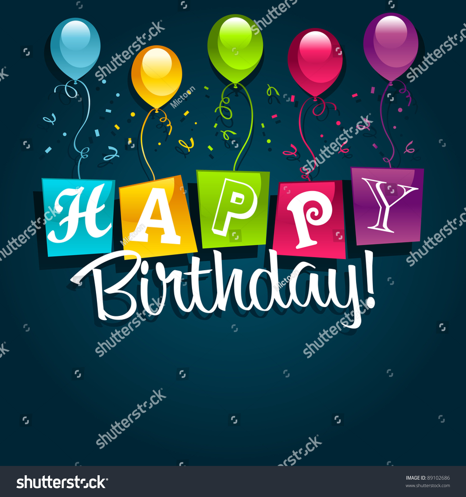 Happy Birthday Greeting Card Stock Photo 89102686 : Shutterstock