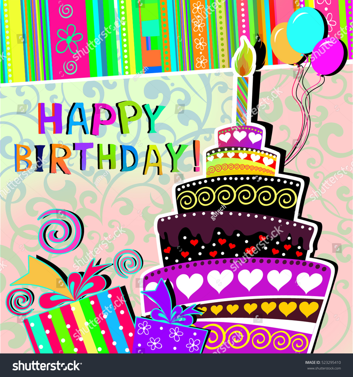 Happy Birthday Greeting Card Background Stock Photo 523295410 ...