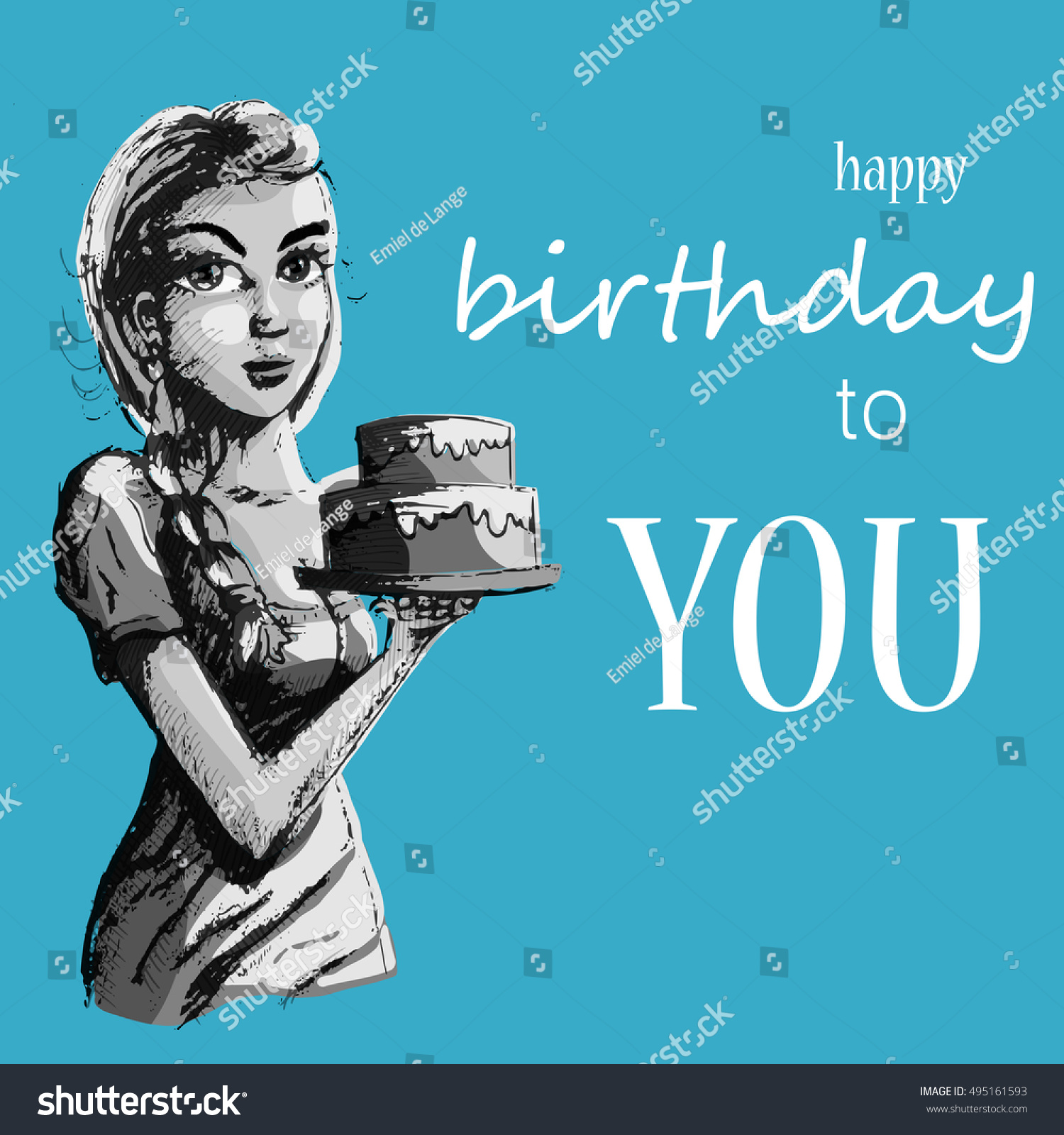 Ilustrasi Stok Happy Birthday Greeting Card Blue 495161593 Shutterstock