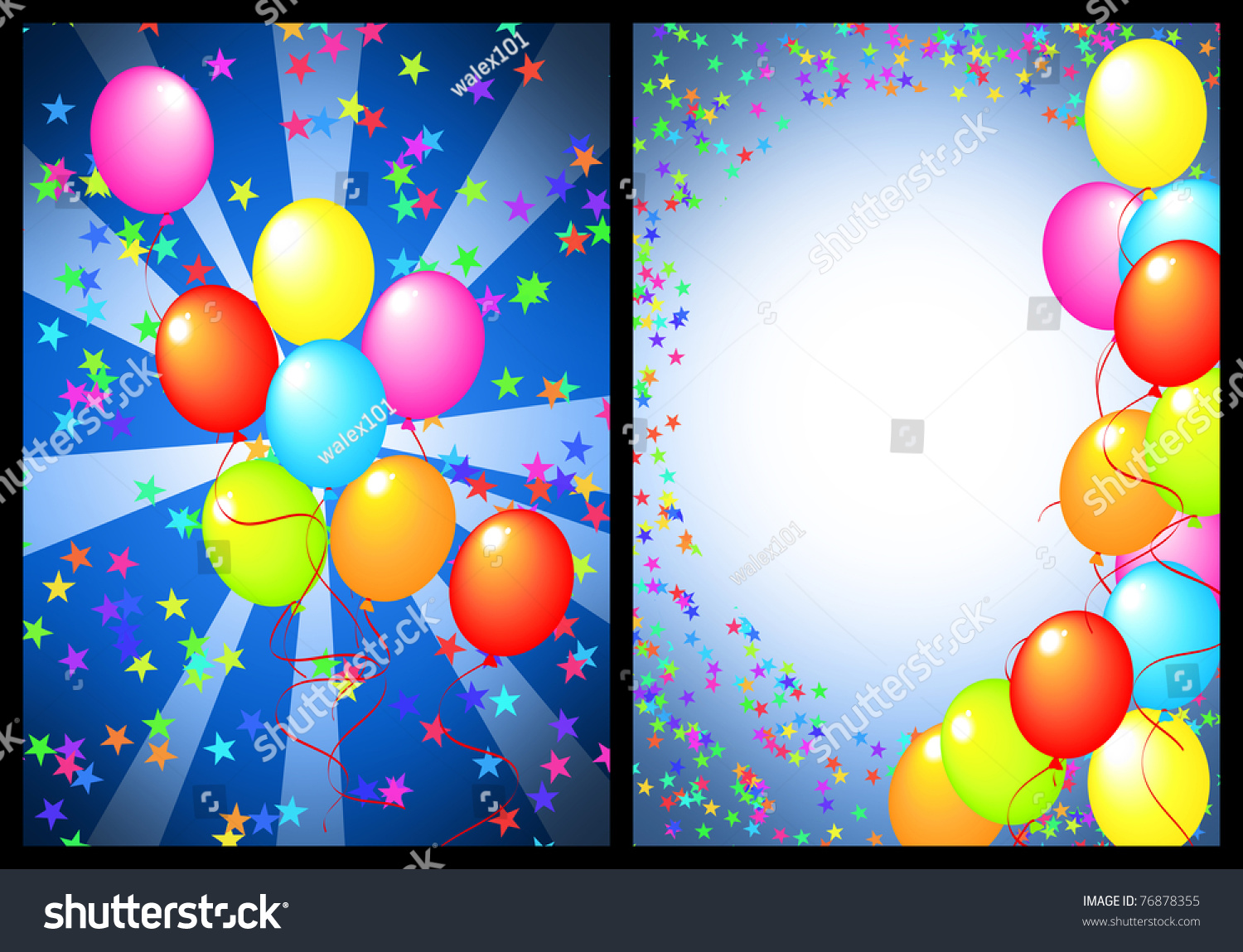 Happy Birthday Greeting Card Balloon Star Stock Illustration