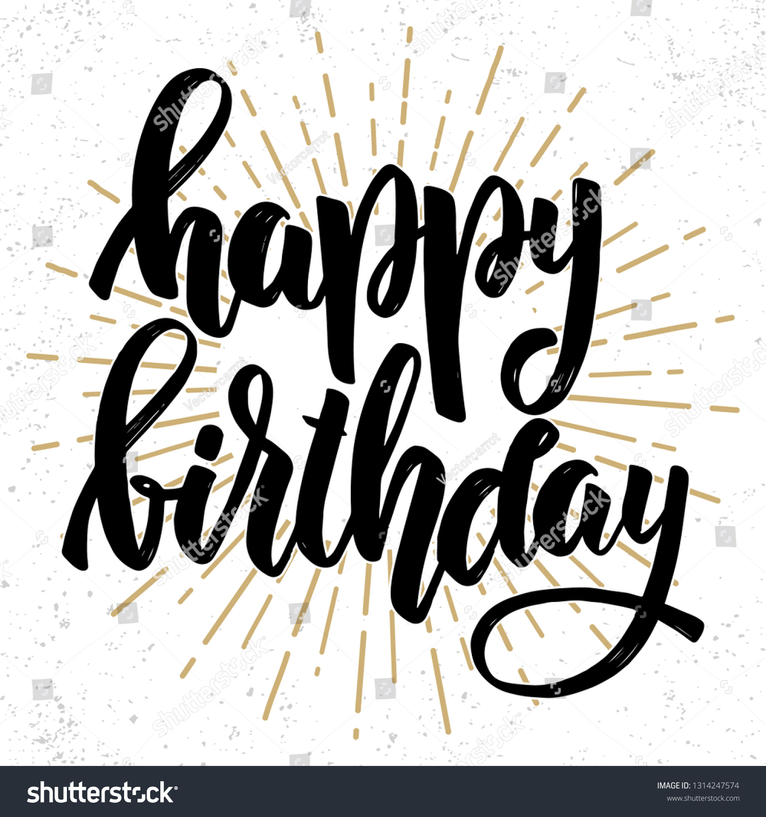 Happy Birthday Hand Drawn Lettering Phrase Stock Illustration 1314247574