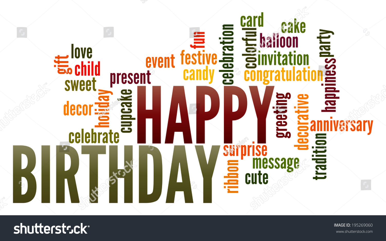 Happy Birthday Word Collage Stock Illustration 195269060 - Shutterstock