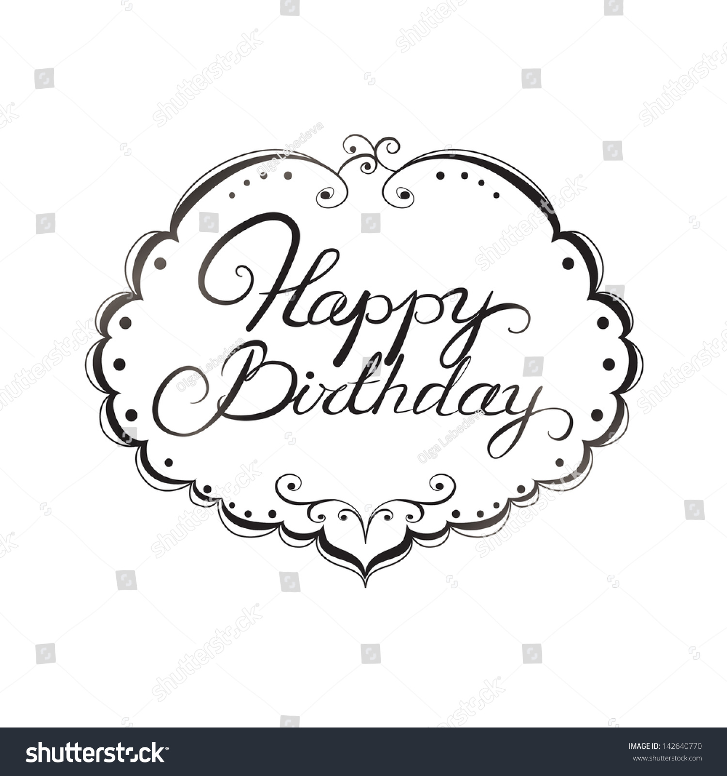 Happy Birthday Lettering Black White Pattern Stock Illustration ...