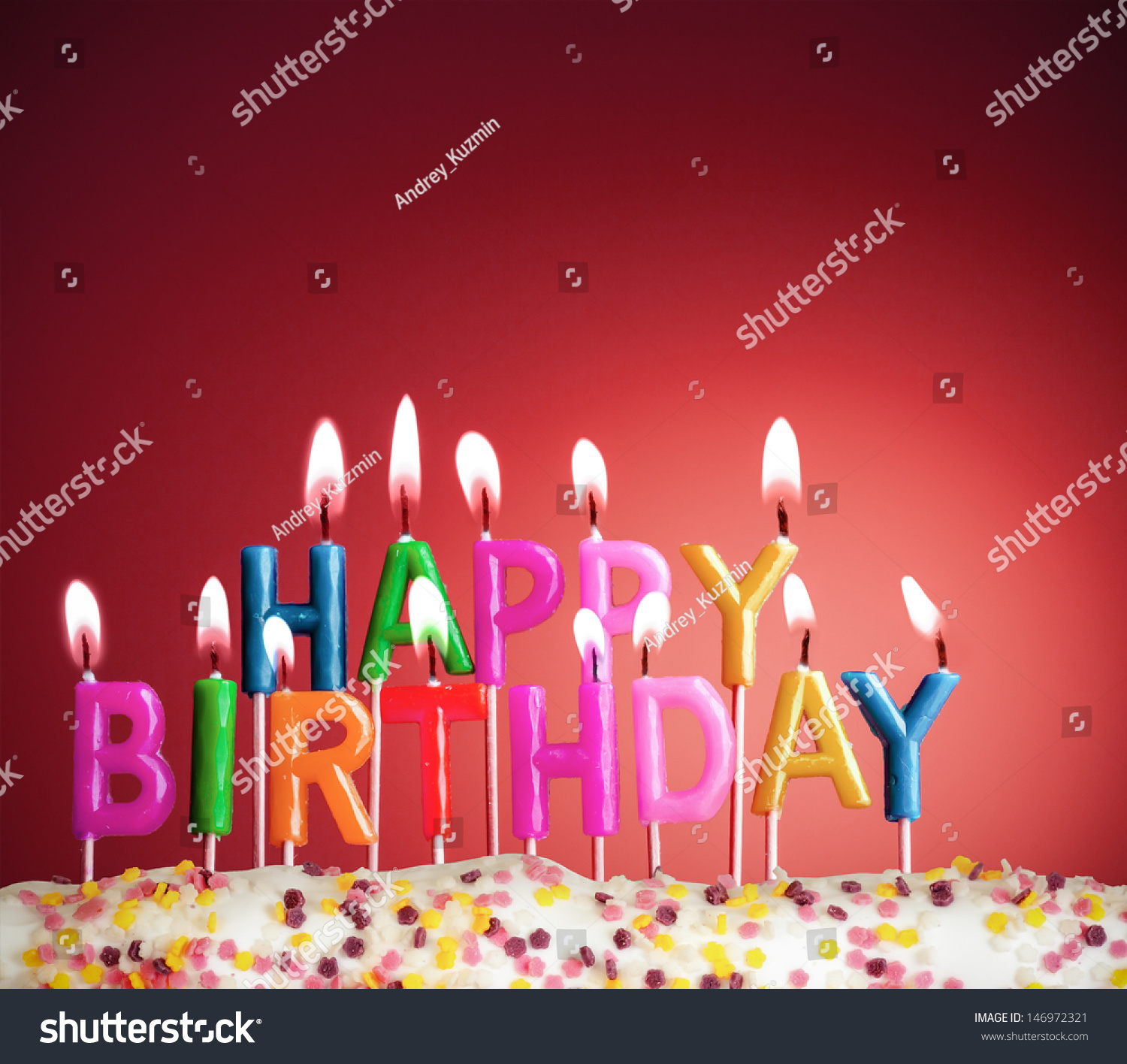 Happy Birthday Lit Candles On Red Stock Photo 146972321 - Shutterstock