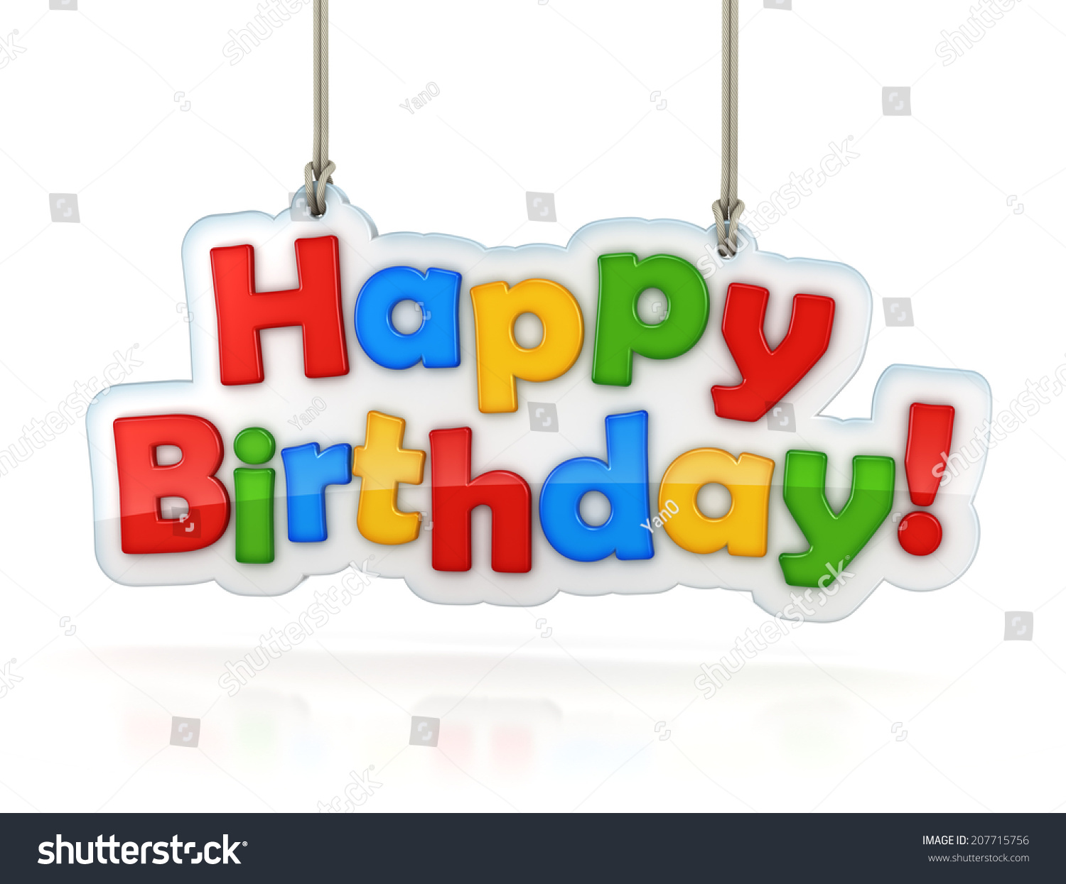 Happy Birthday Multicolor Words Icon Hanging Isolated On White With ...