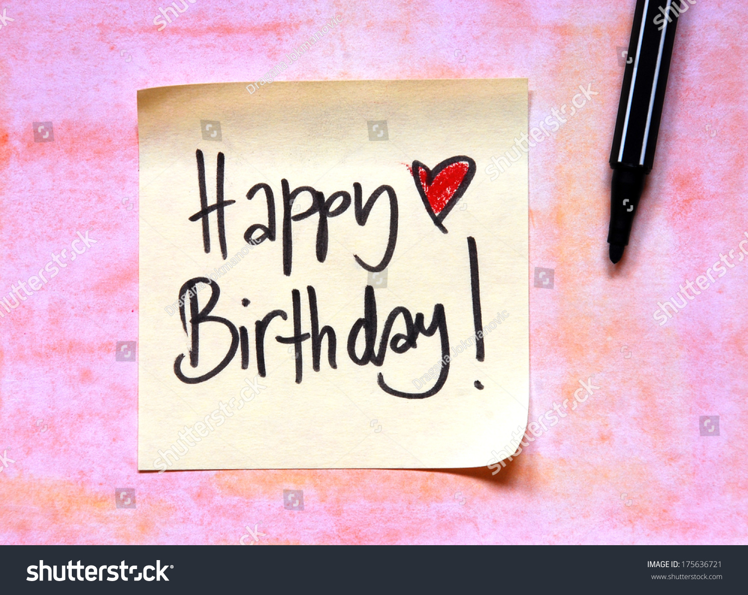 Happy Birthday Note Stock Photo (Edit Now) 175636721