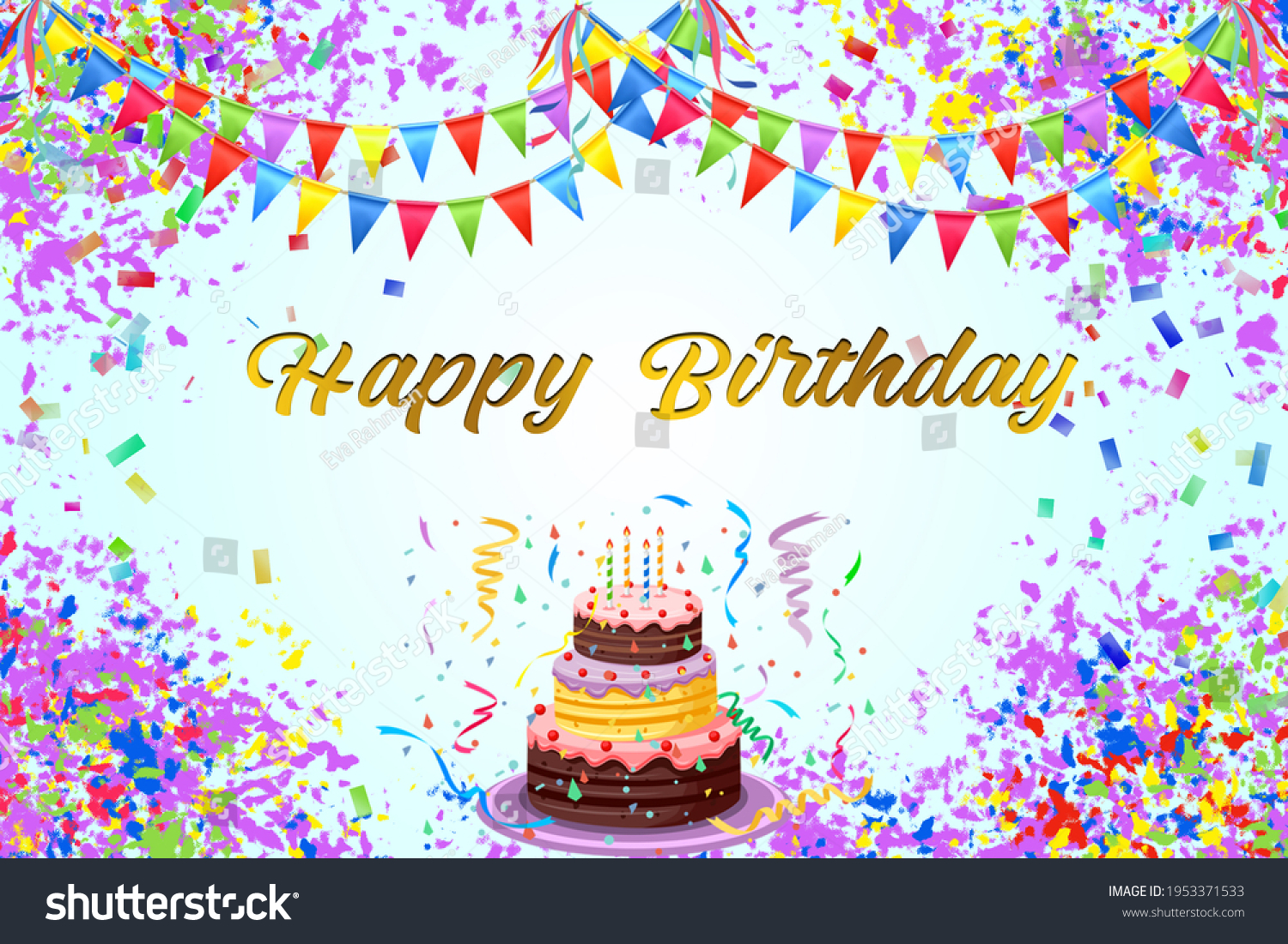 Happy Birthday Paper Confetti Sign Happy Stock Illustration 1953371533