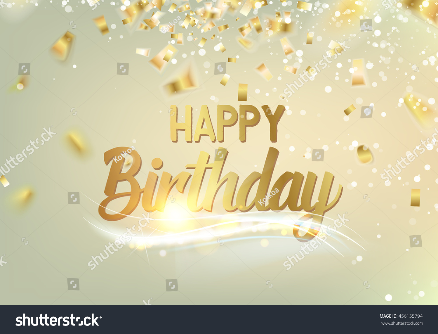 Happy Birthday Texy Over Gray Background With Golden Confetti. Holiday ...