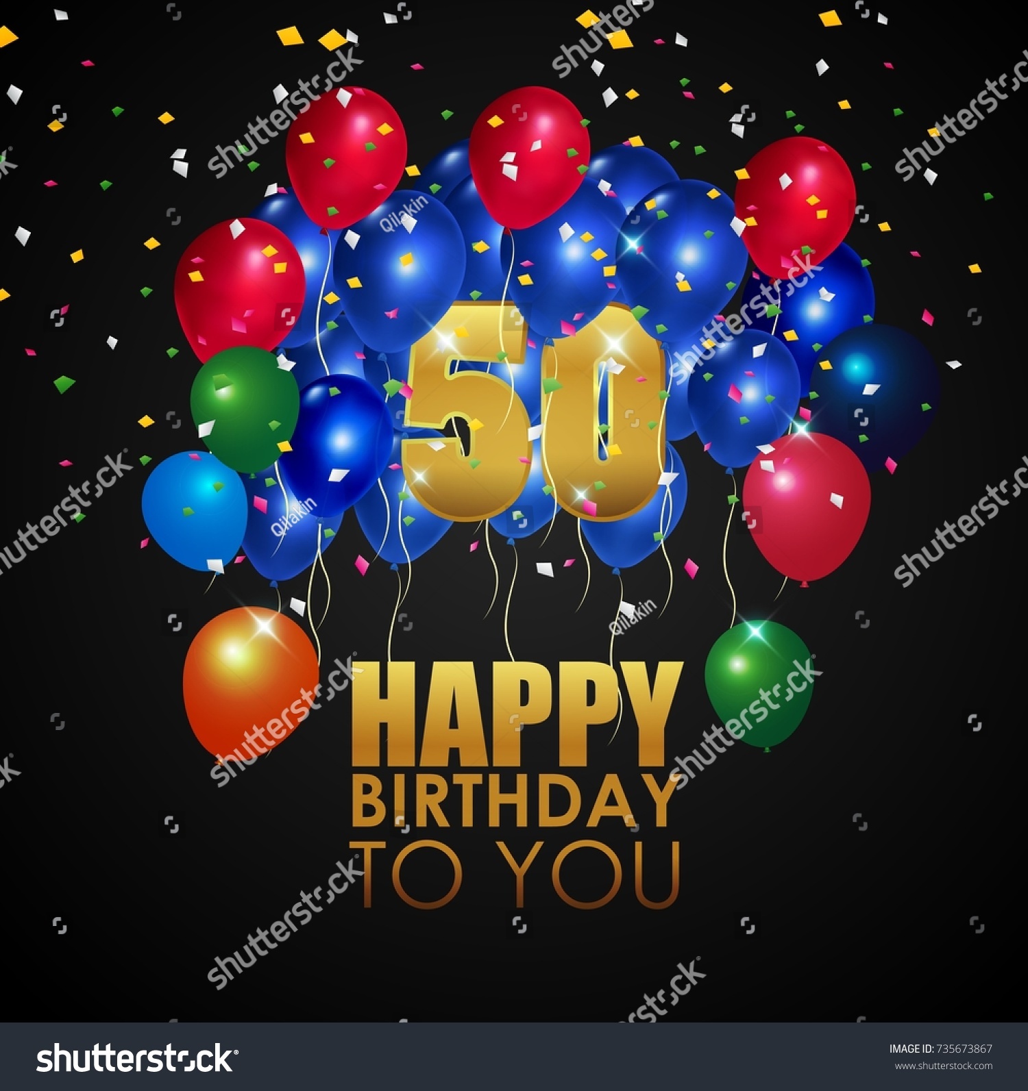 happy-birthday-50th-golden-number-colorful-stock-illustration-735673867