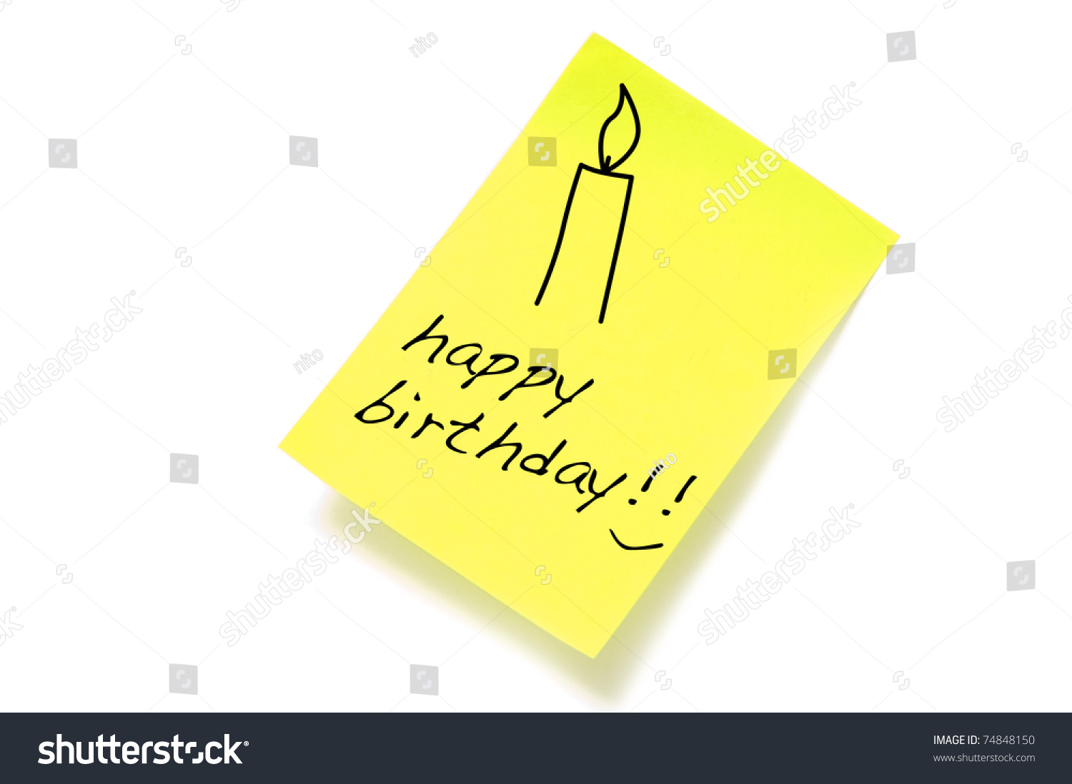 Happy Birthday Written Yellow Sticky Note Stock Photo 74848150 ...