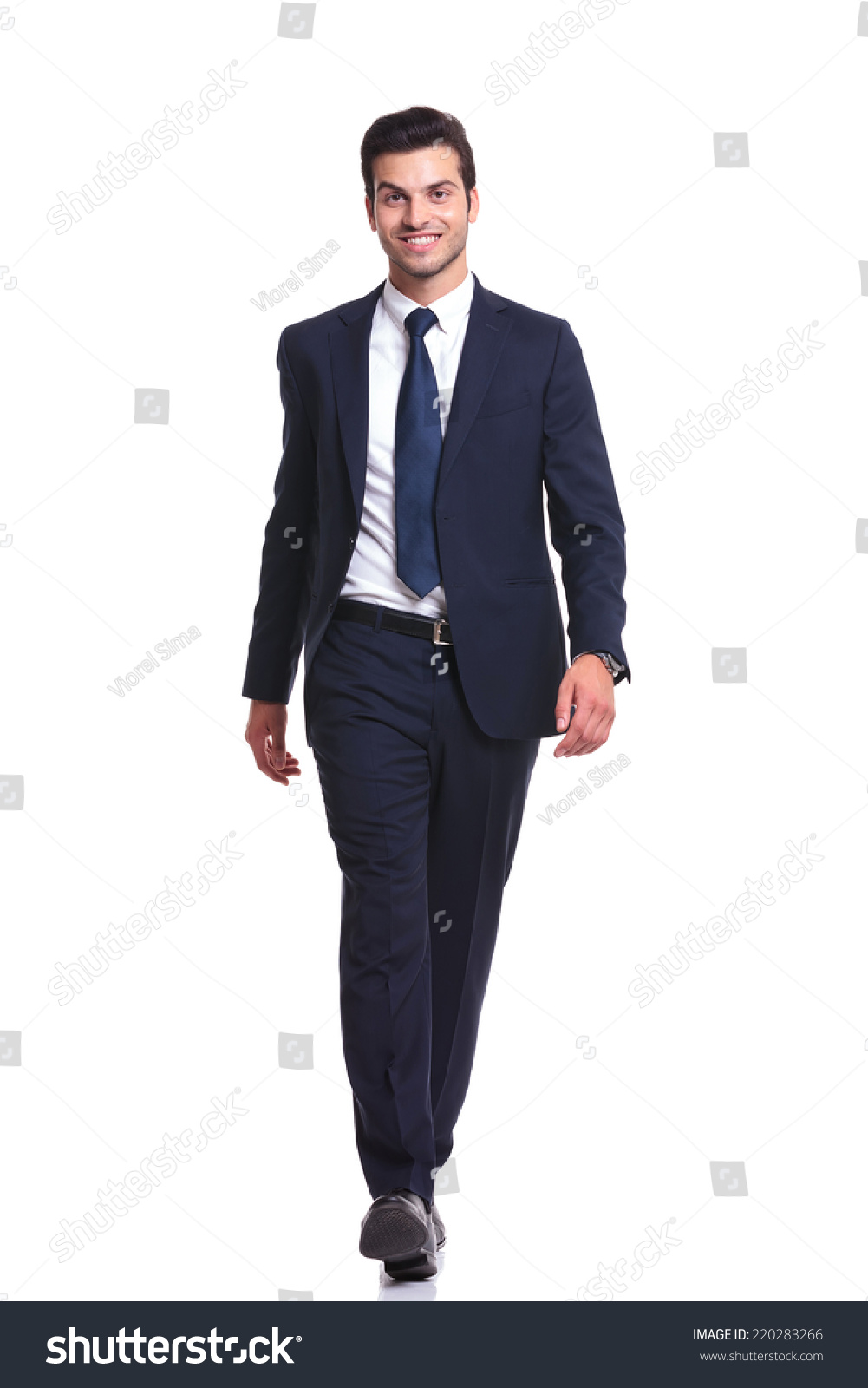 Happy Business Man Walking On White Stock Photo (Edit Now) 220283266