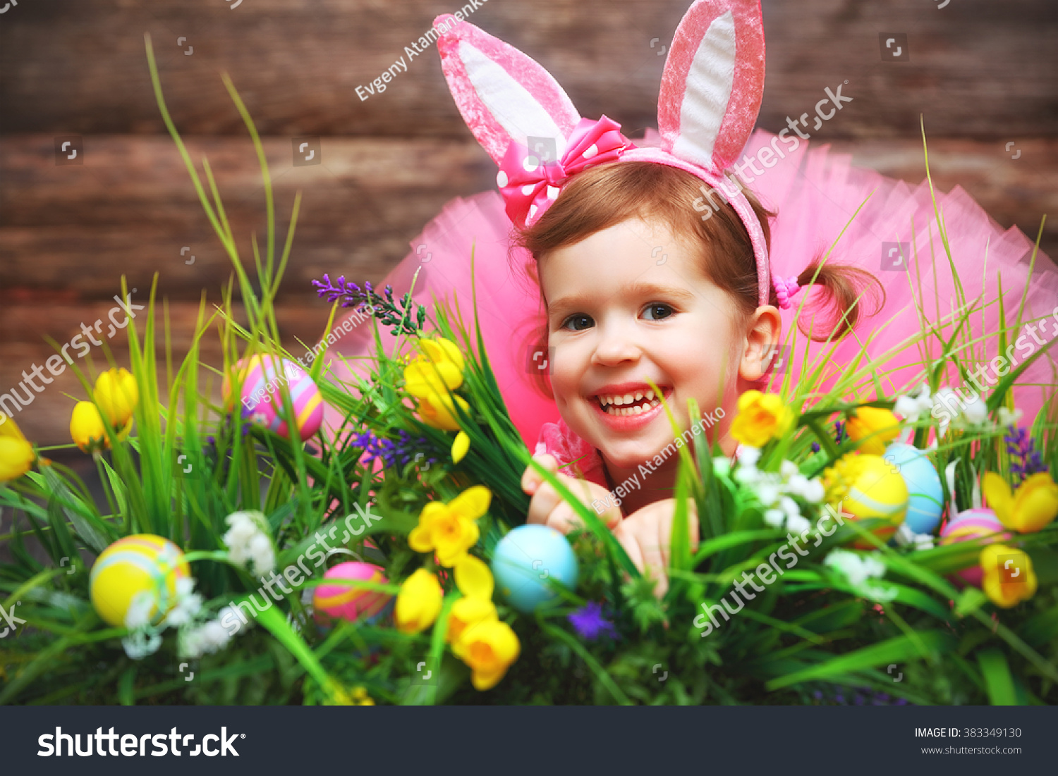 Happy Child Girl Costume Easter Bunny Stock Photo 383349130 | Shutterstock