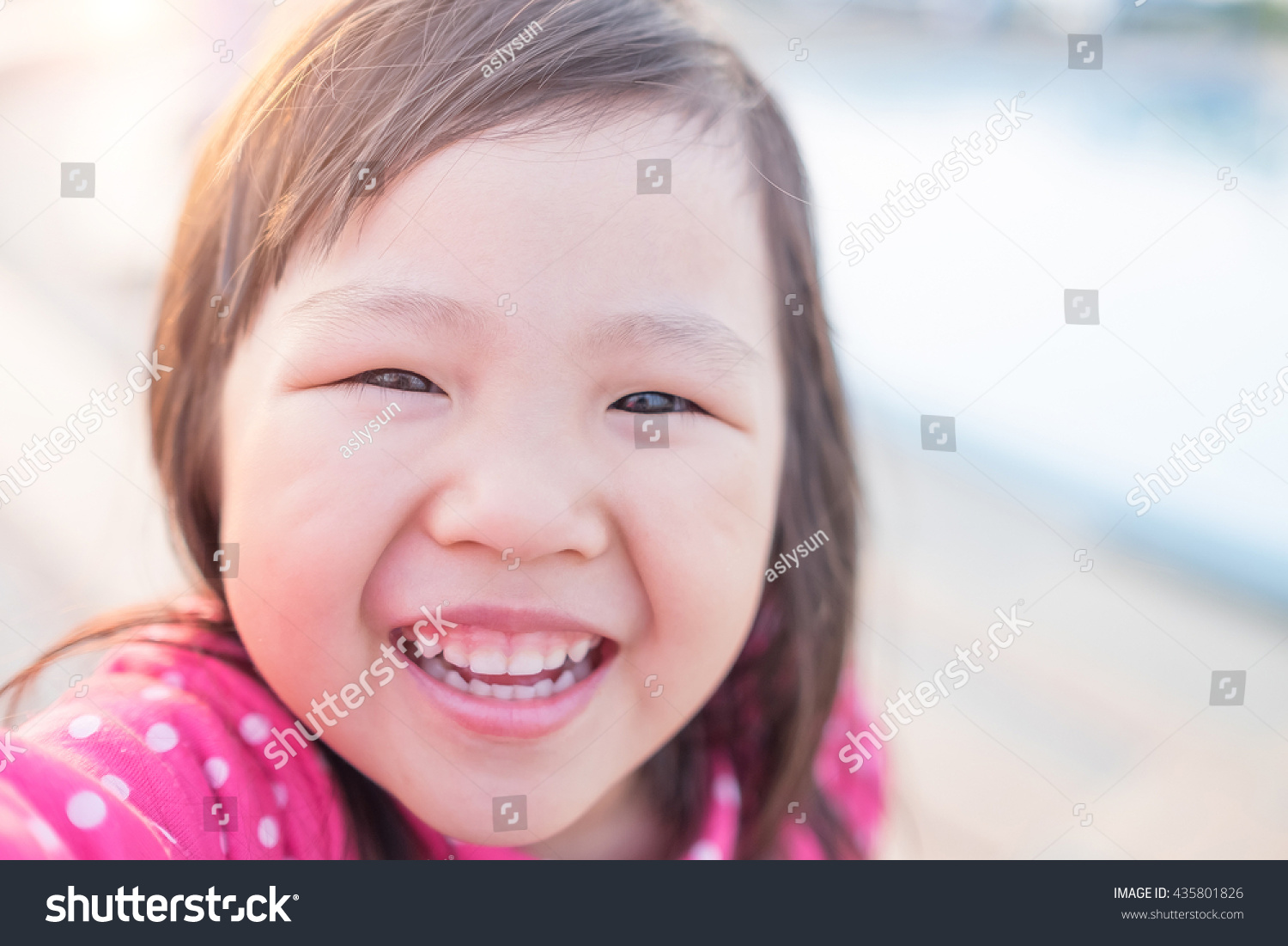 Happy Child Take A Selfie In The Park, Asian Stock Photo 435801826 ...