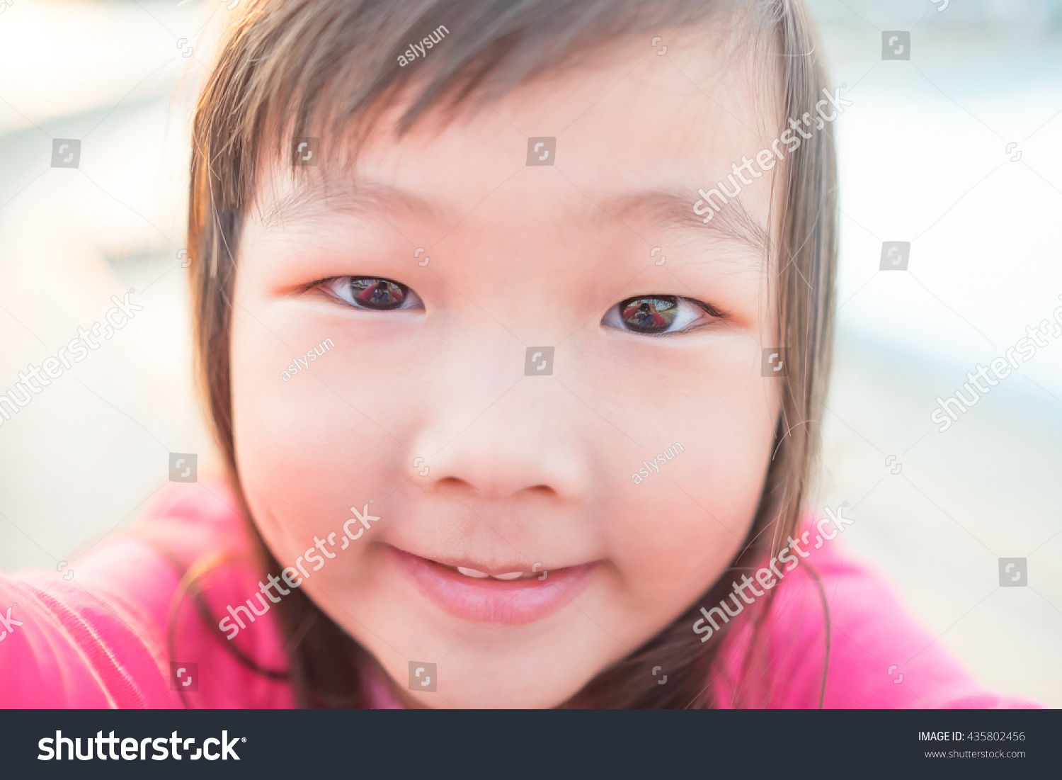 Happy Child Take A Selfie In The Park, Asian Stock Photo 435802456 ...