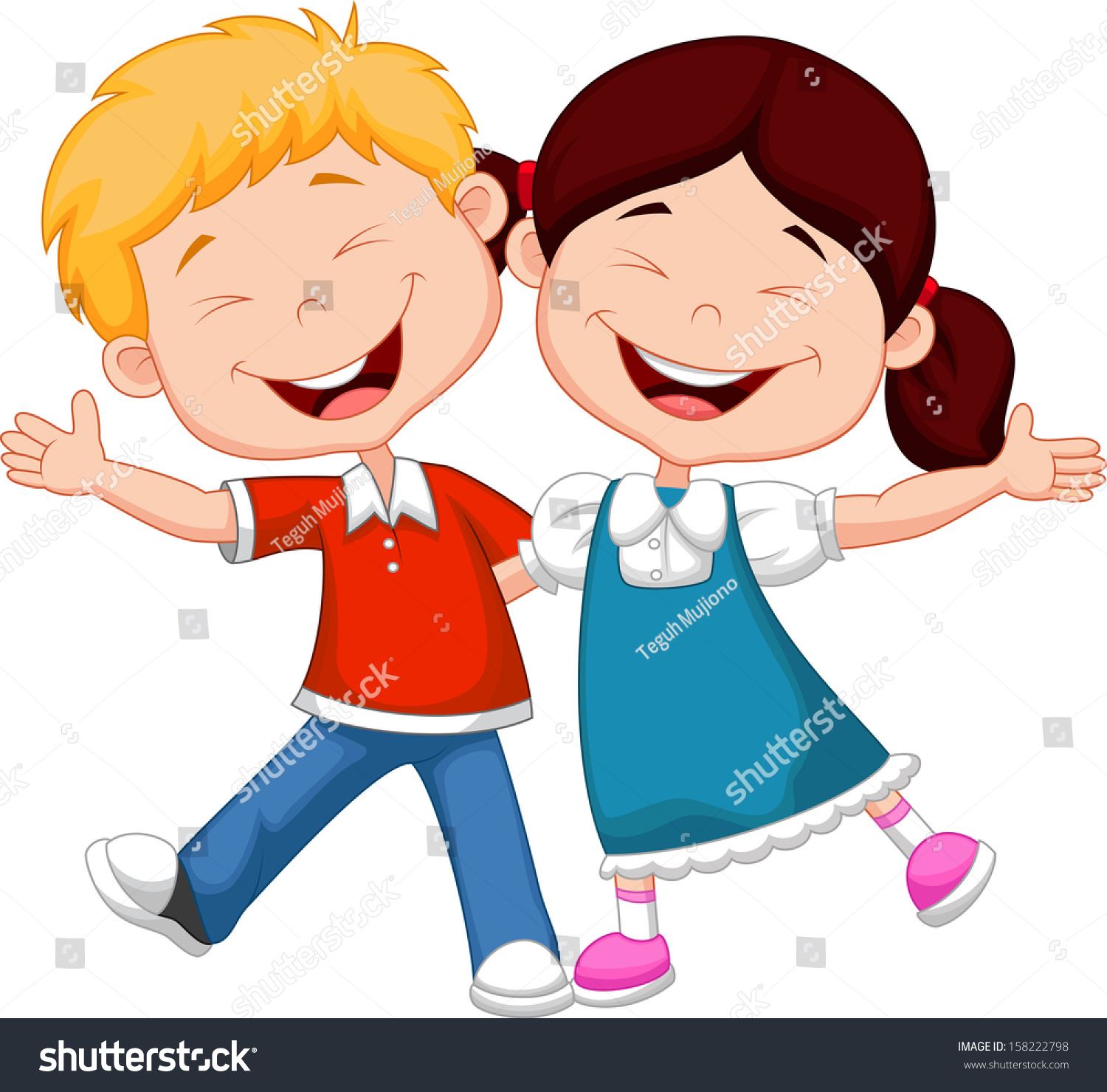 Happy Children Cartoon Stock Photo 158222798 : Shutterstock