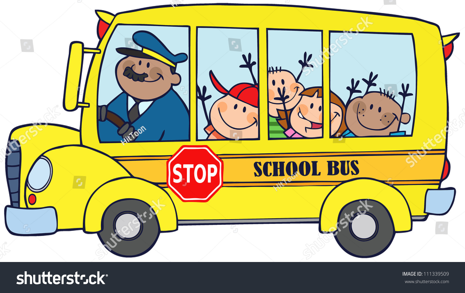 Happy Children On School Bus. Raster Illustration.Vector Version Also ...