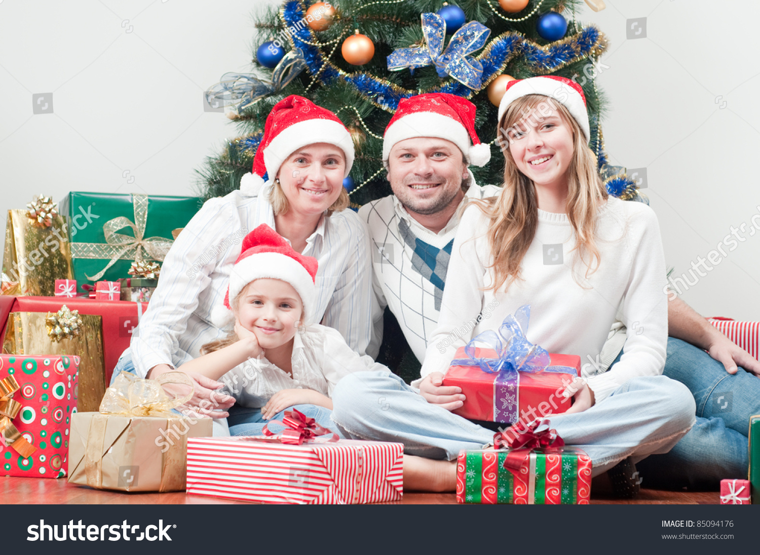 Happy Christmas - Family At Christmas Time Stock Photo 85094176 ...