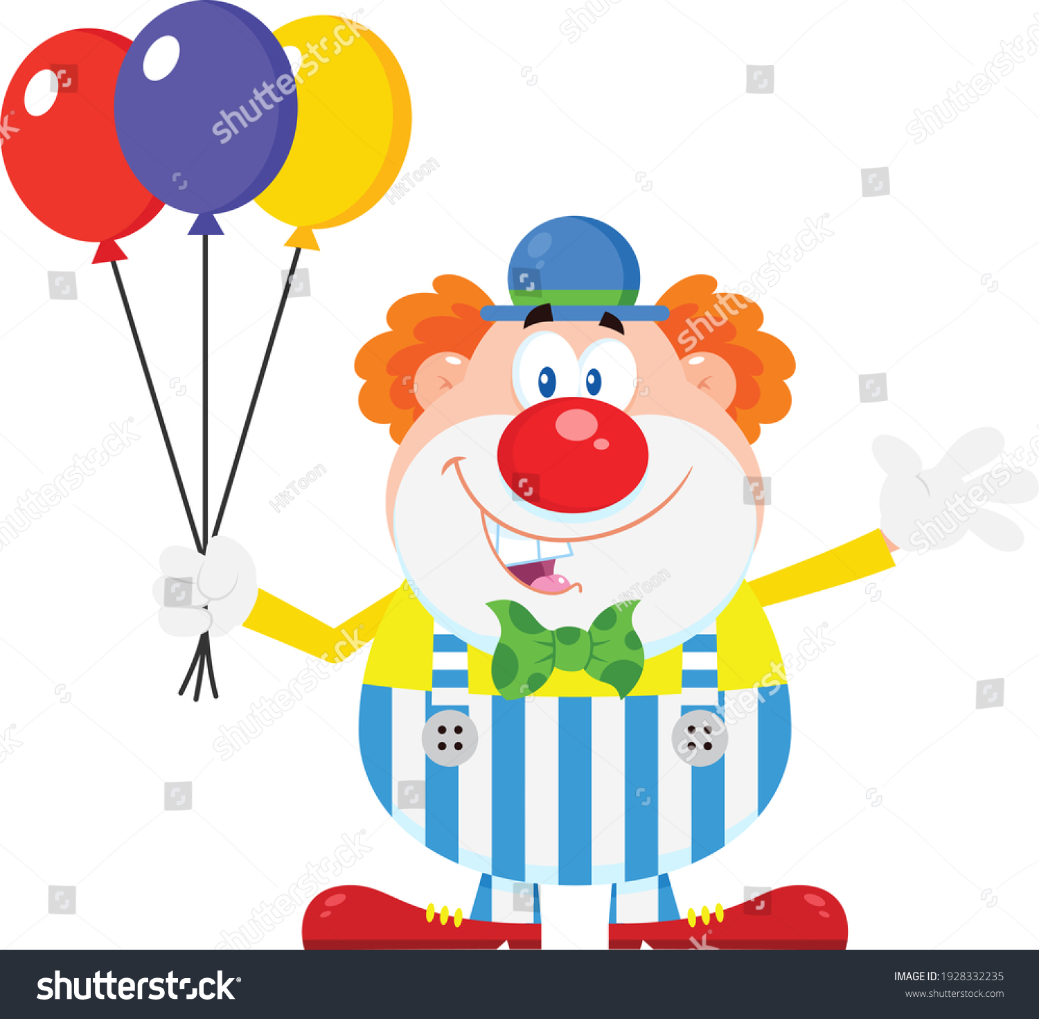 Happy Clown Cartoon Character Balloons Waving Stock Illustration ...