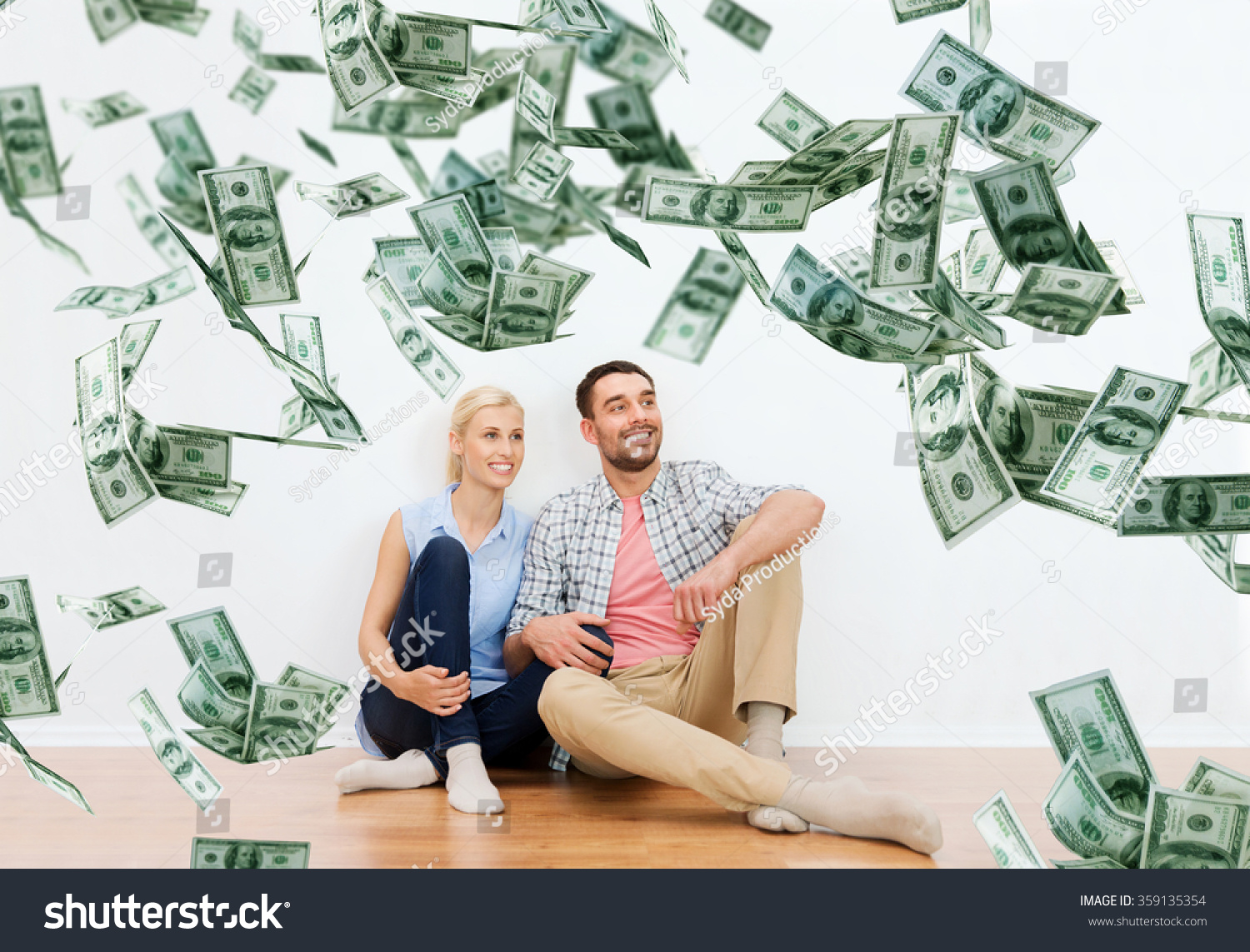 Download Happy Couple Home Over Dollar Money Stock Photo Edit Now 359135354