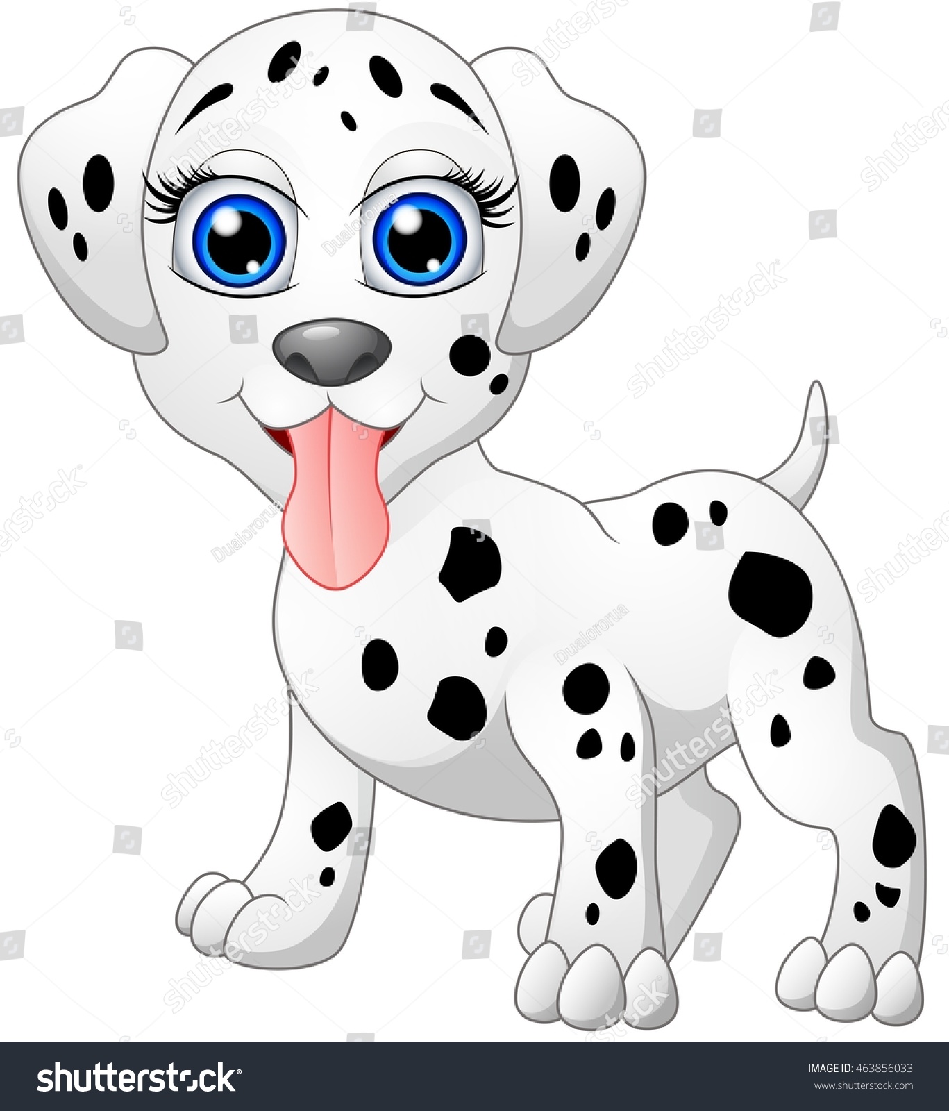 Happy Dalmatian Cartoon Isolated On White のイラスト素材