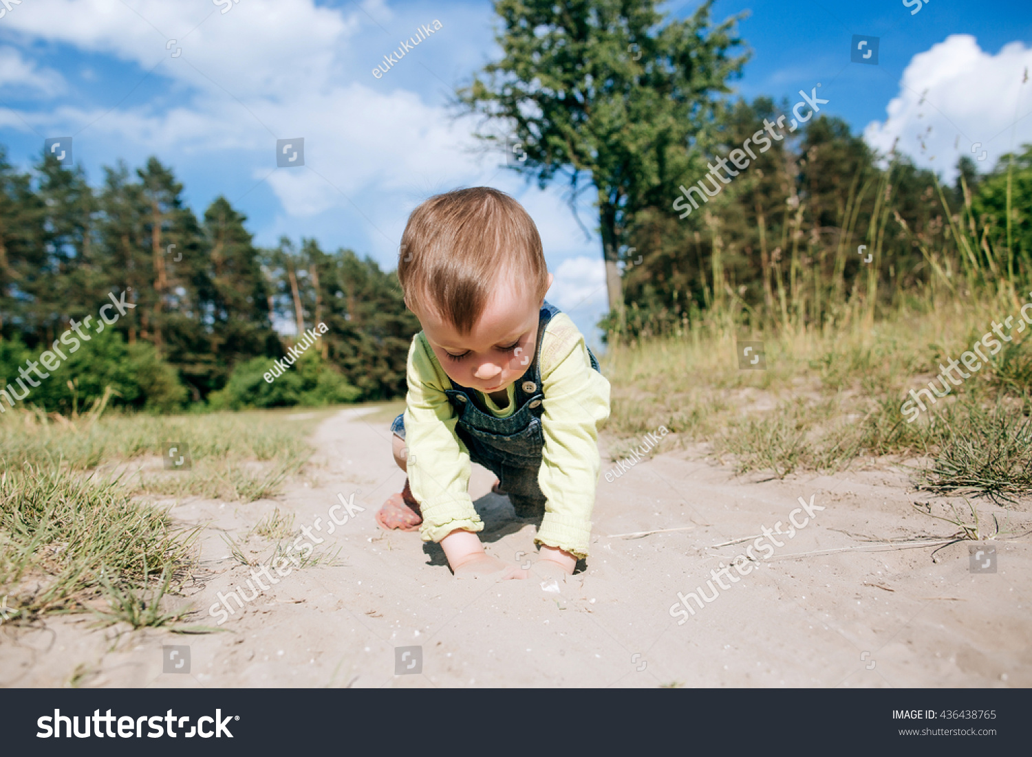 Happy Dirty Child Playing Sand Stock Photo Edit Now 436438765