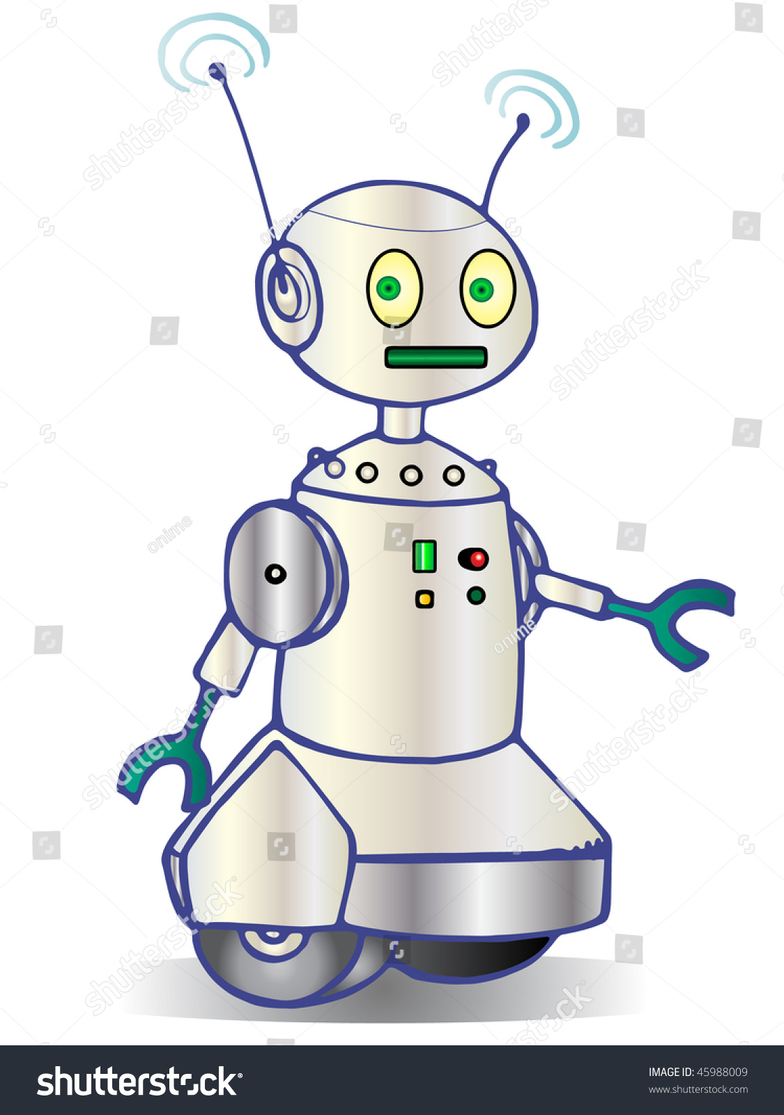 Happy Droid Robot On Wheel Vector Illustration - 45988009 : Shutterstock