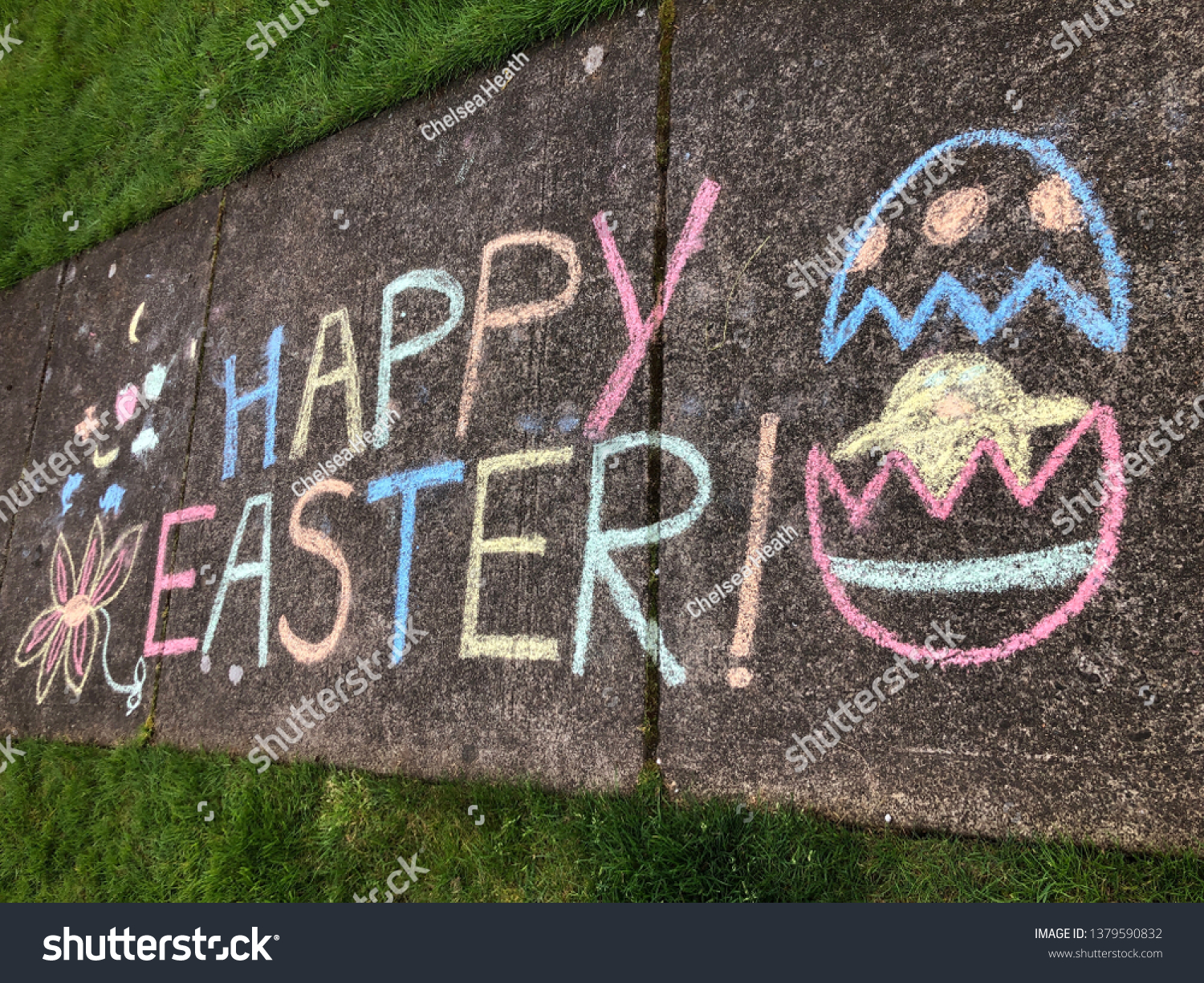 Happy Easter Sidewalk Chalk Drawing Stock Photo Edit Now