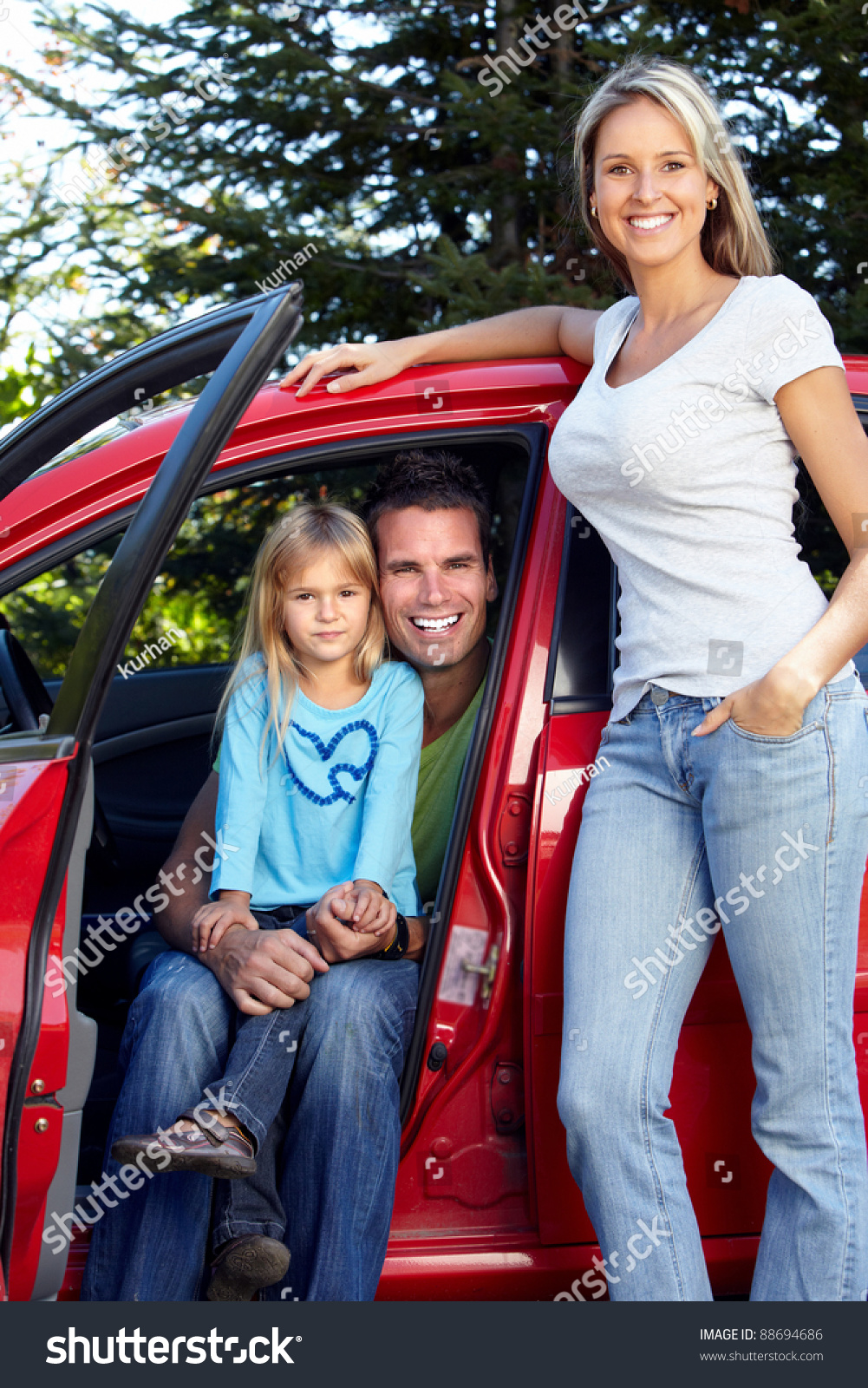 Happy Family At The New Car. Automobile. Stock Photo 88694686 ...