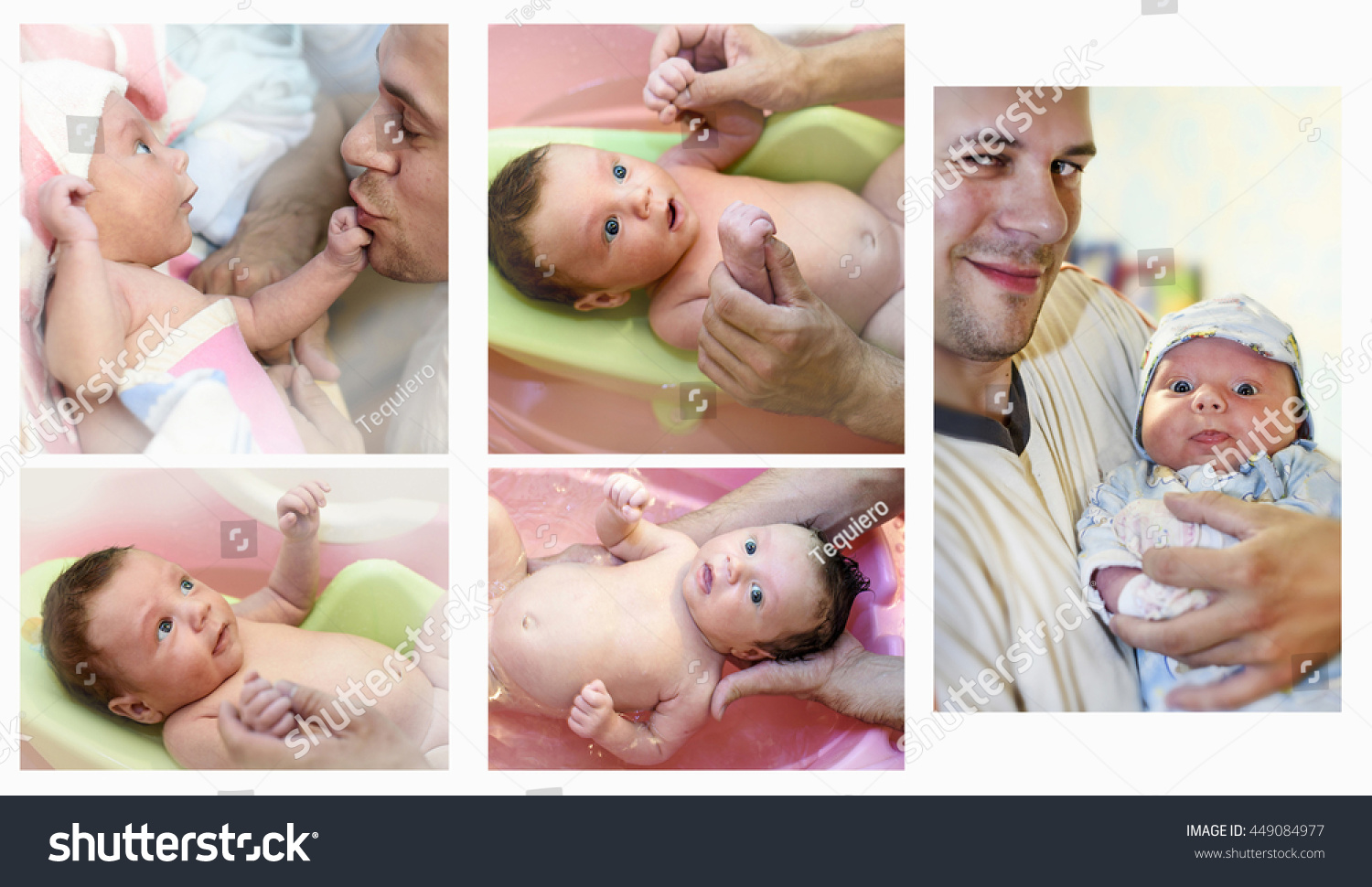 Happy Father Newborn Baby Collage On Stock Photo Edit Now