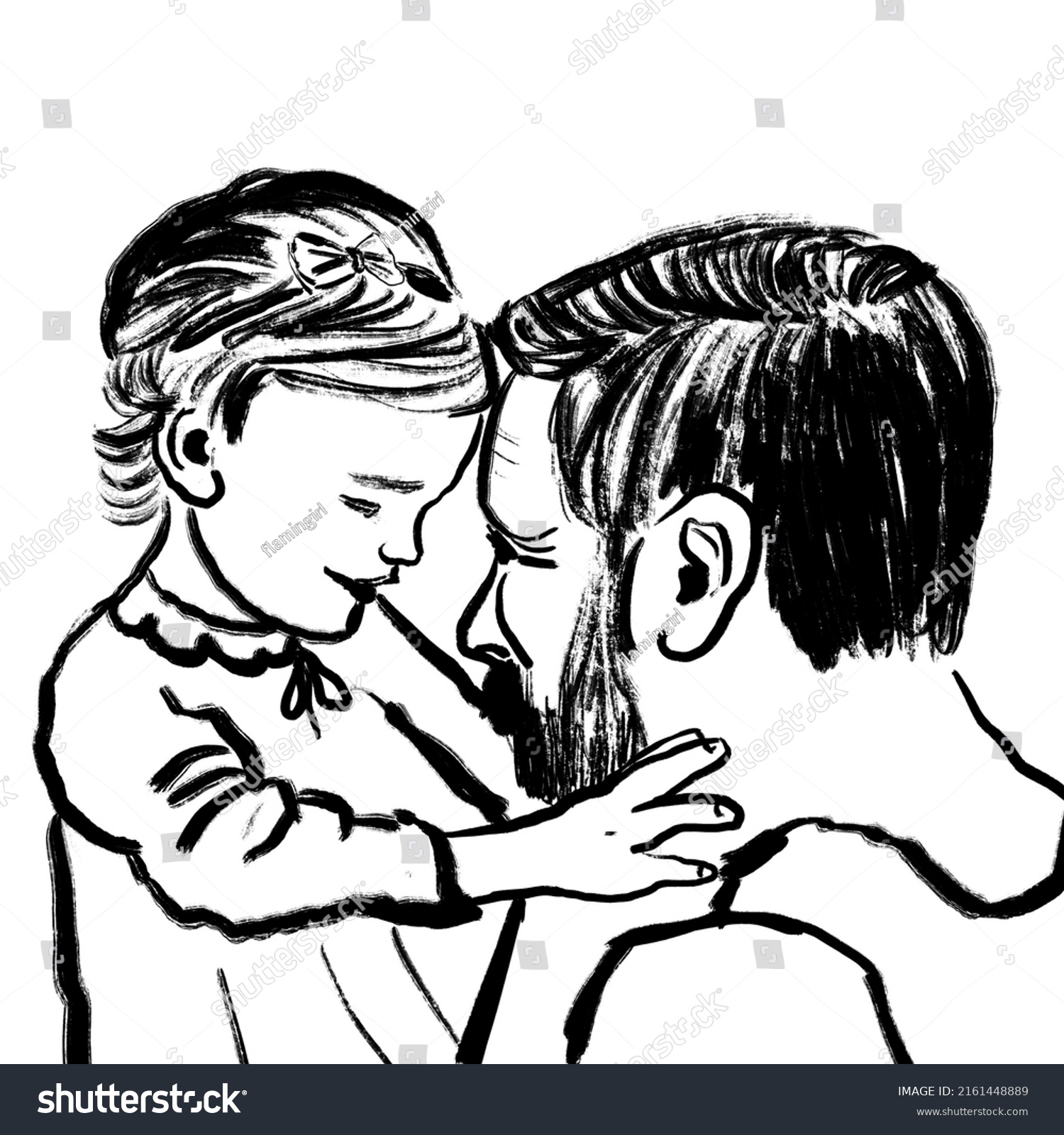 Happy Day Father His Daughter Hand Stock Illustration 2161448889 Shutterstock