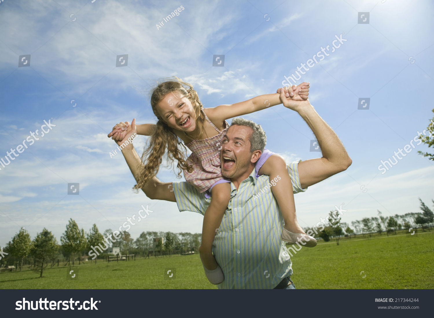 Happy Father Daughter On His Shoulders Stock Photo 217344244 | Shutterstock