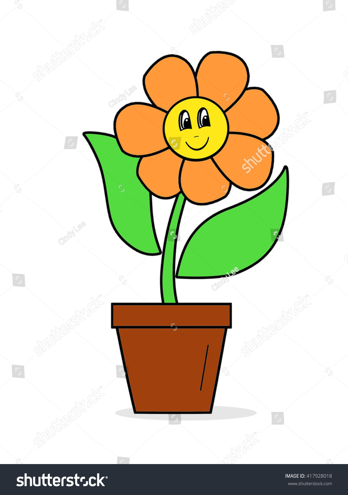 Happy Flower Pot Stock Illustration 417928018 - Shutterstock