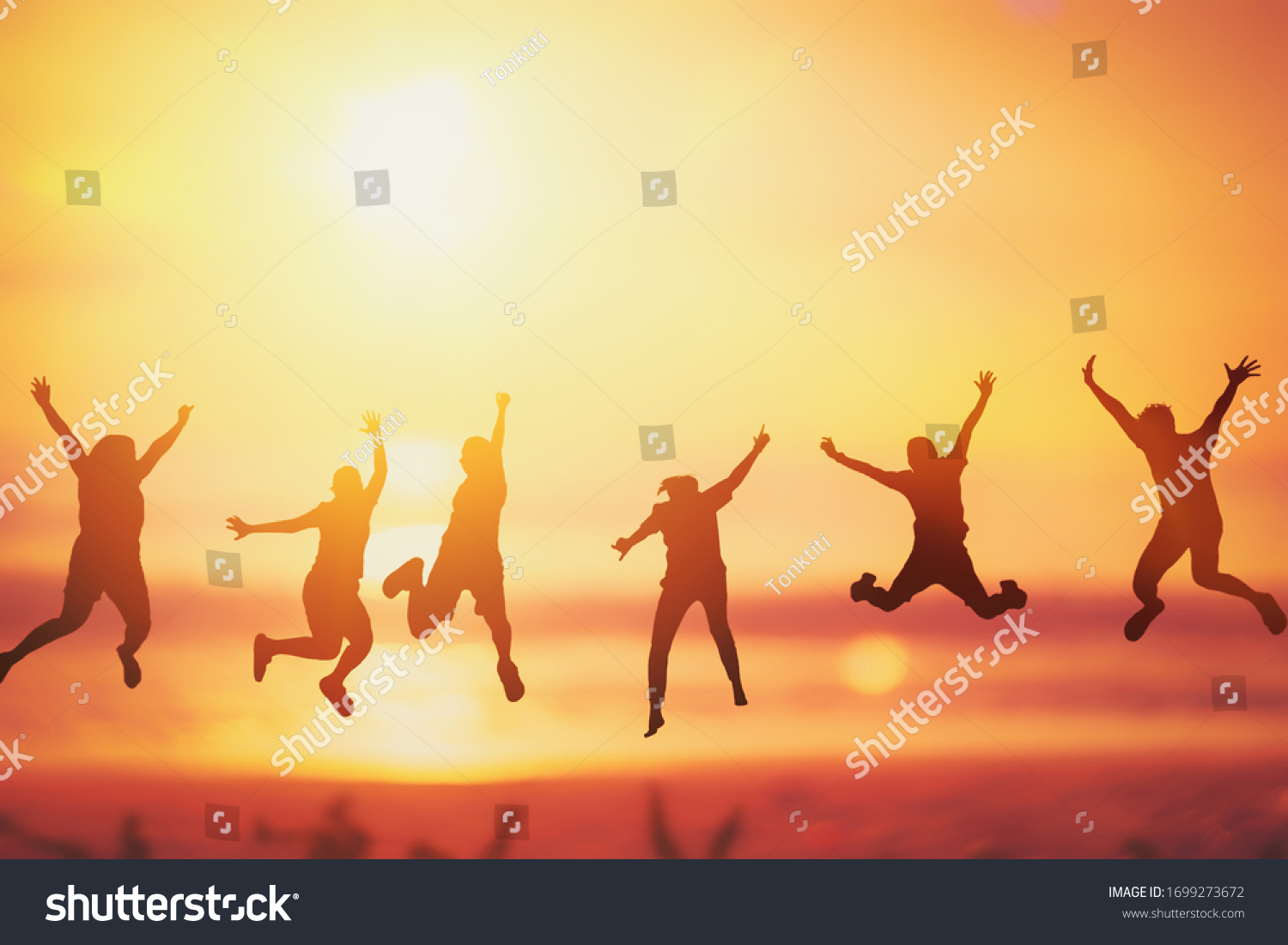 Happy Friend Jumping Tropical Sunset Beach Stock Illustration 1699273672 Happy Friend Jumping Tropical Sunset Beach Stock Illustration 1699273672