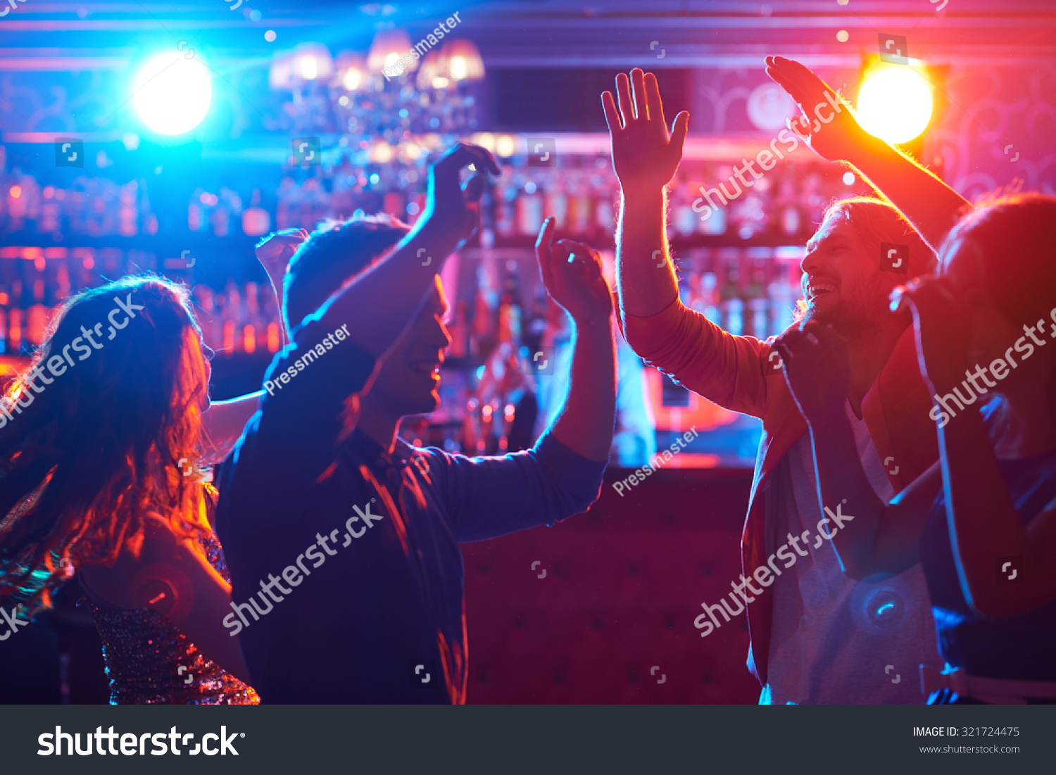 Happy Friends Dancing At Party In Bar Stock Photo 321724475 : Shutterstock