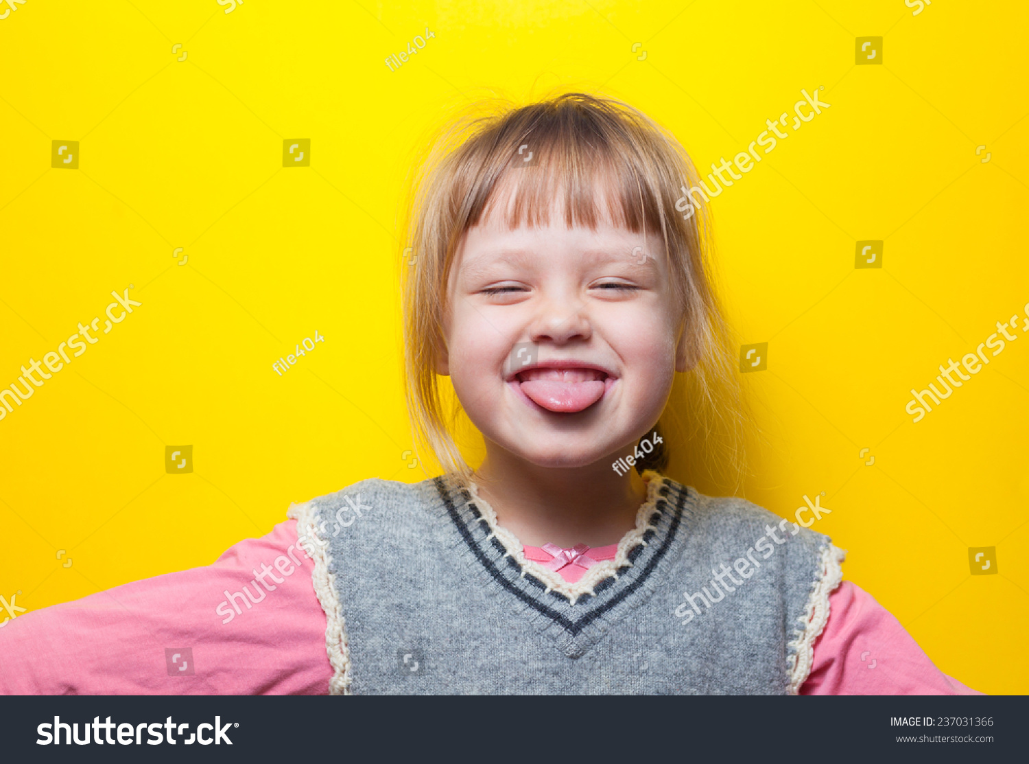 Happy Fun Cute Kid Girl Showing Stock Photo (Edit Now) 237031366