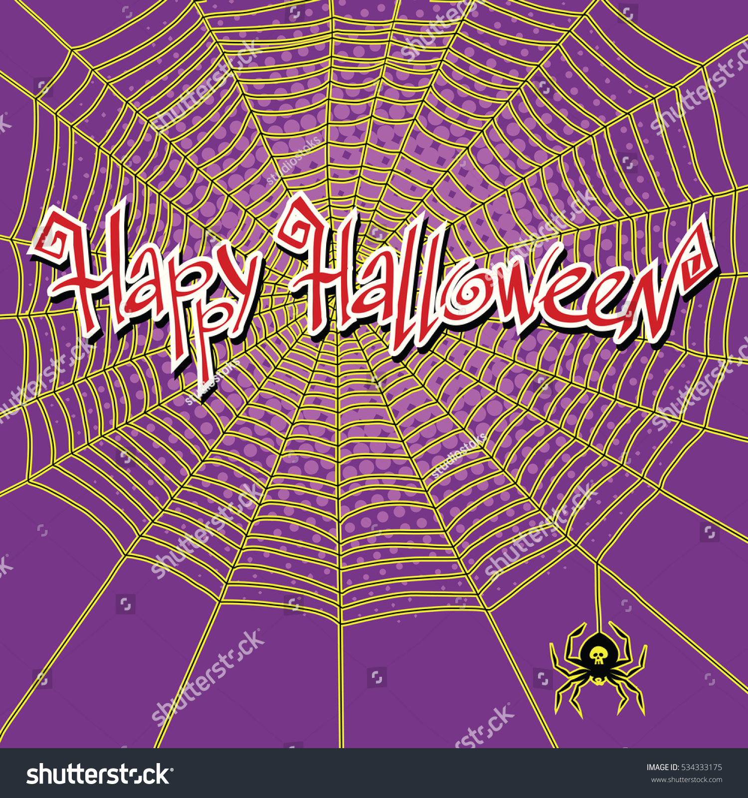 Happy Halloween Spiderweb Spider Pop Art Stock Illustration 534333175 ...