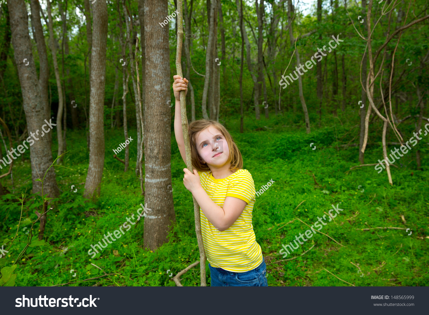 Happy Kid Girl Playing Forest Park Stock Photo Edit Now 148565999